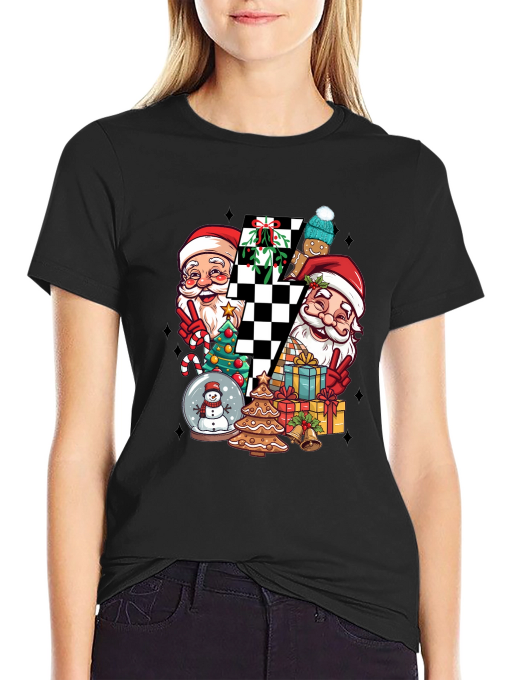 Holiday Santa Checkerboard Graphic Tee