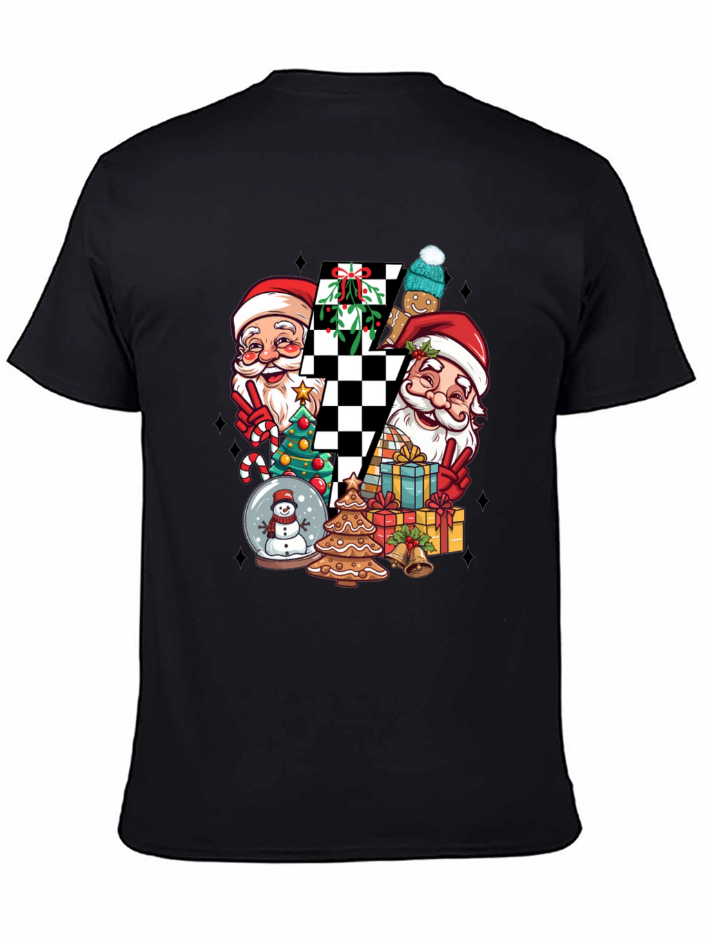 Holiday Santa Checkerboard Graphic Tee