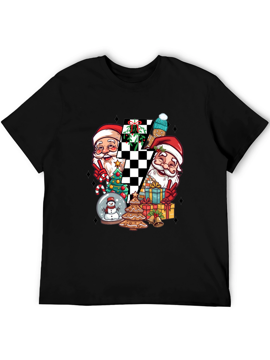 Holiday Santa Checkerboard Graphic Tee