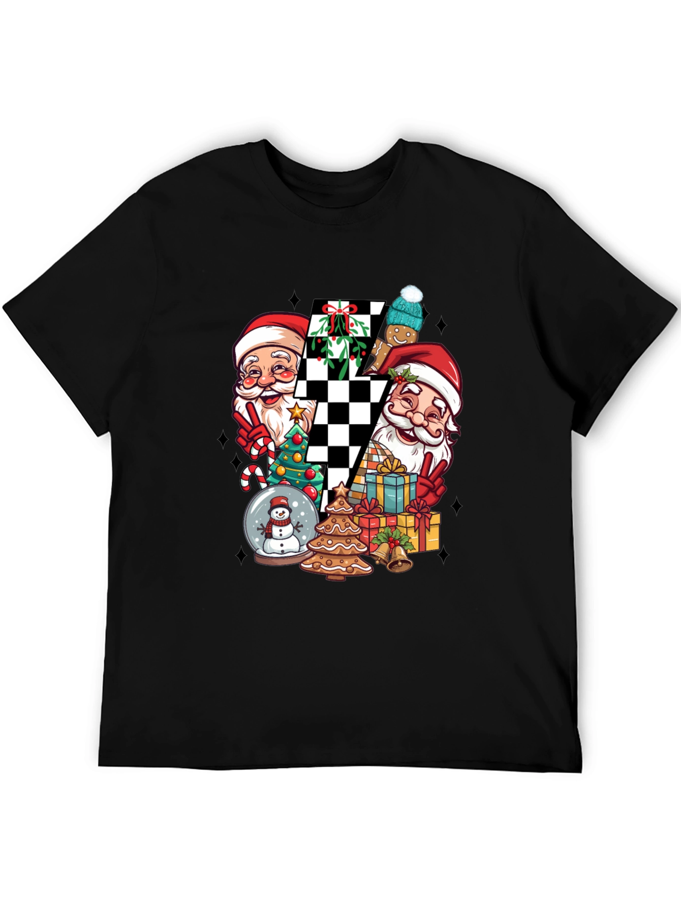 Holiday Santa Checkerboard Graphic Tee