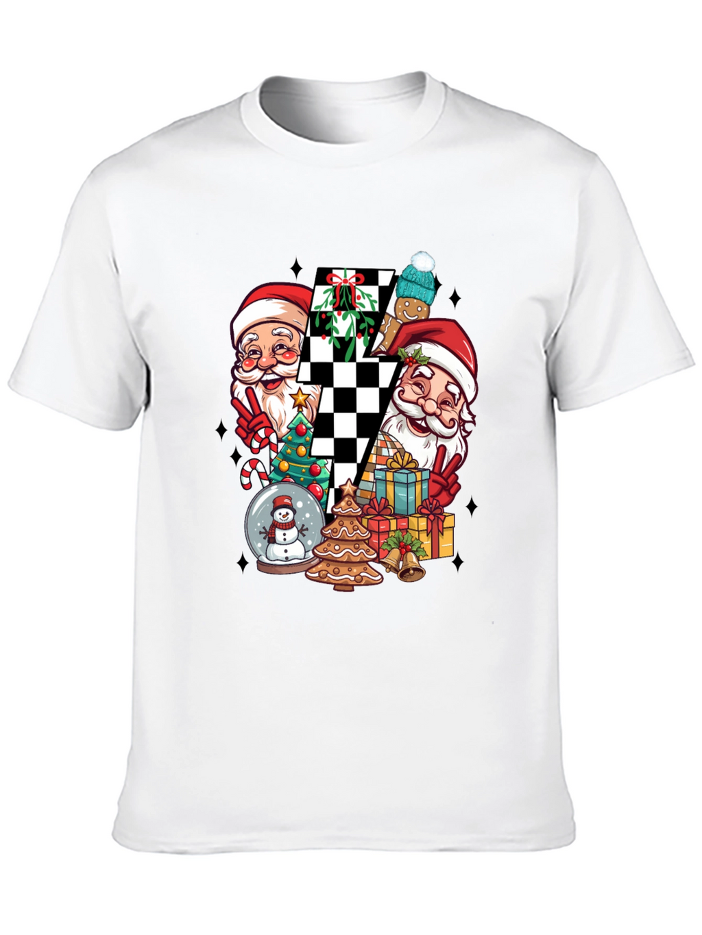 Holiday Santa Checkerboard Graphic Tee