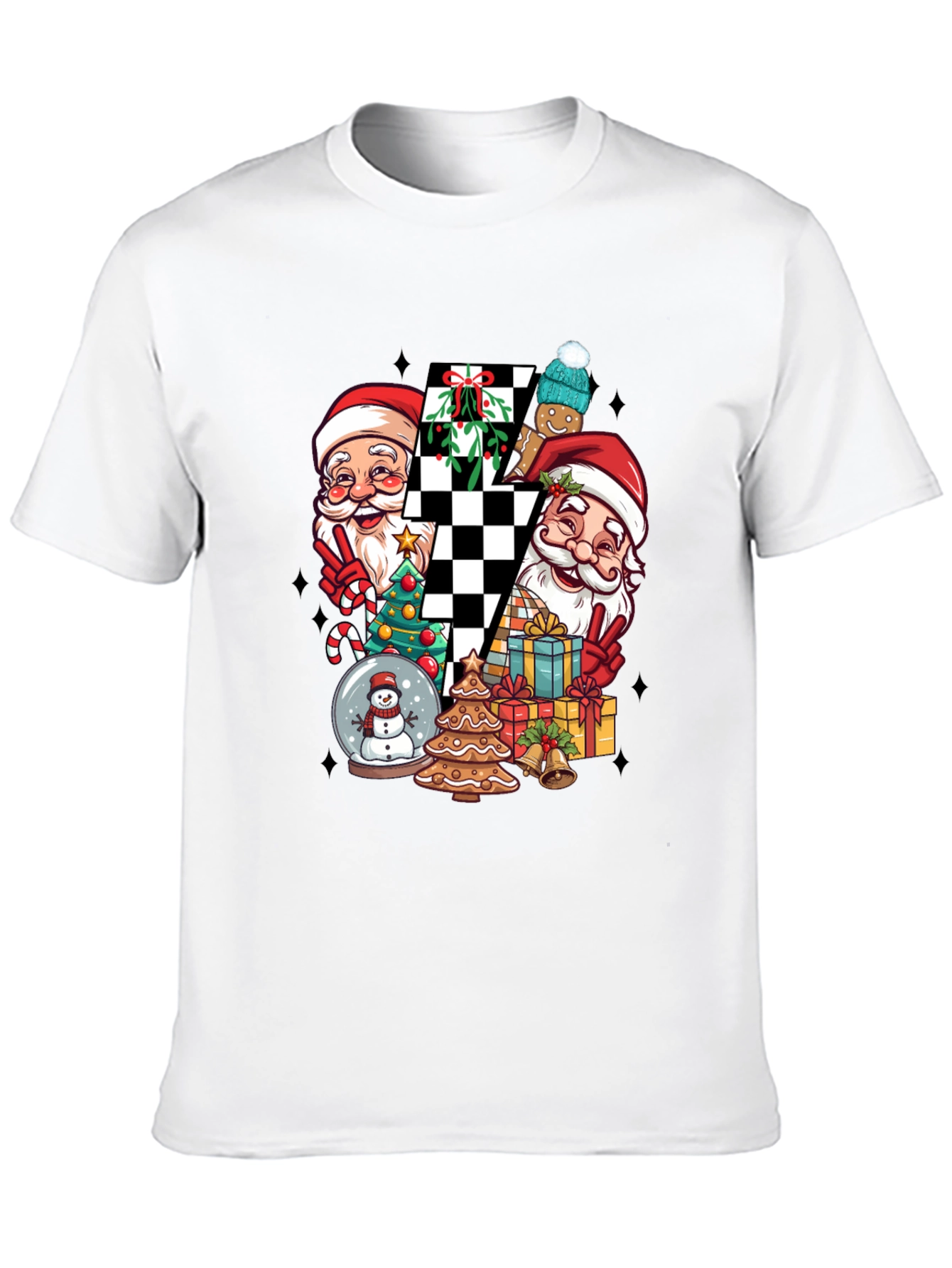 Holiday Santa Checkerboard Graphic Tee