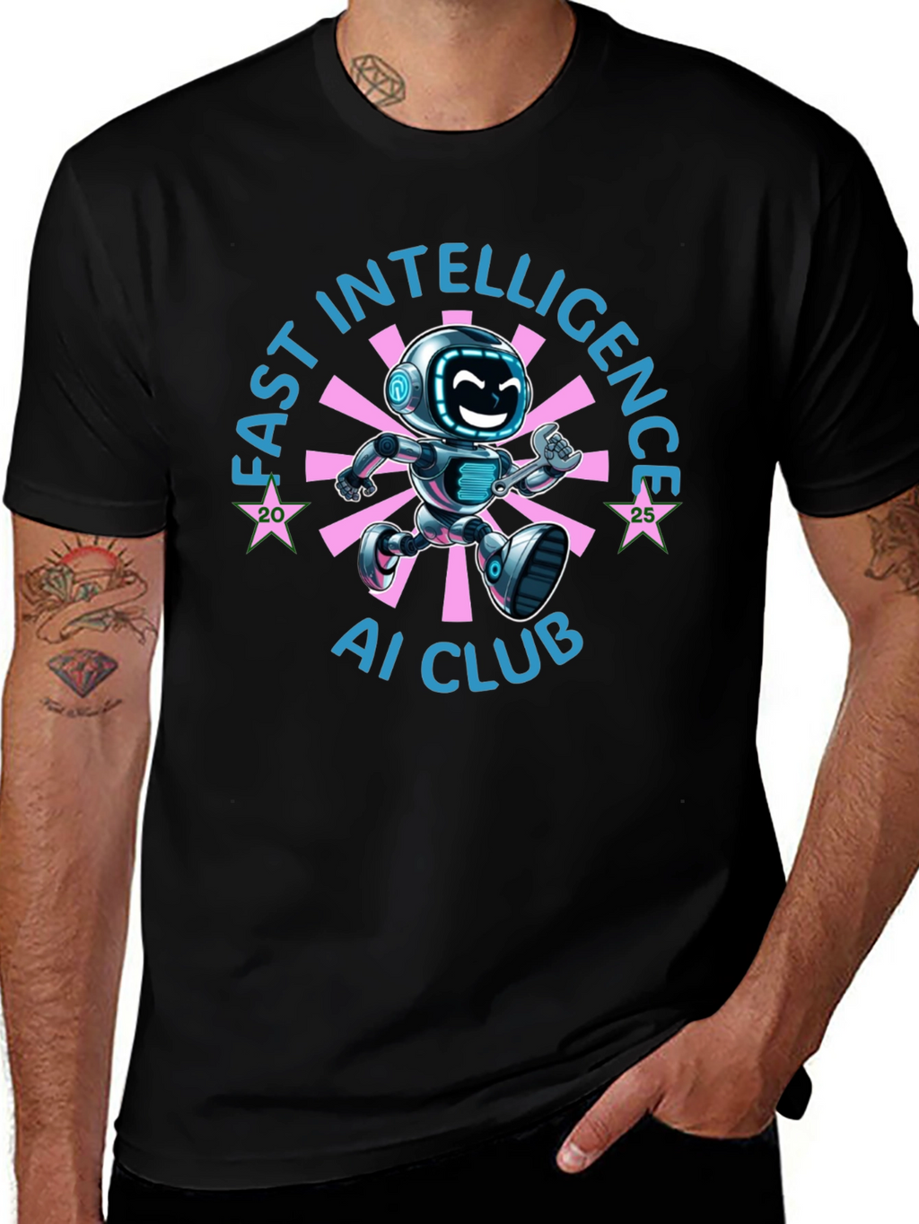 Fast Intelligence AI Club Robot Graphic T-Shirt