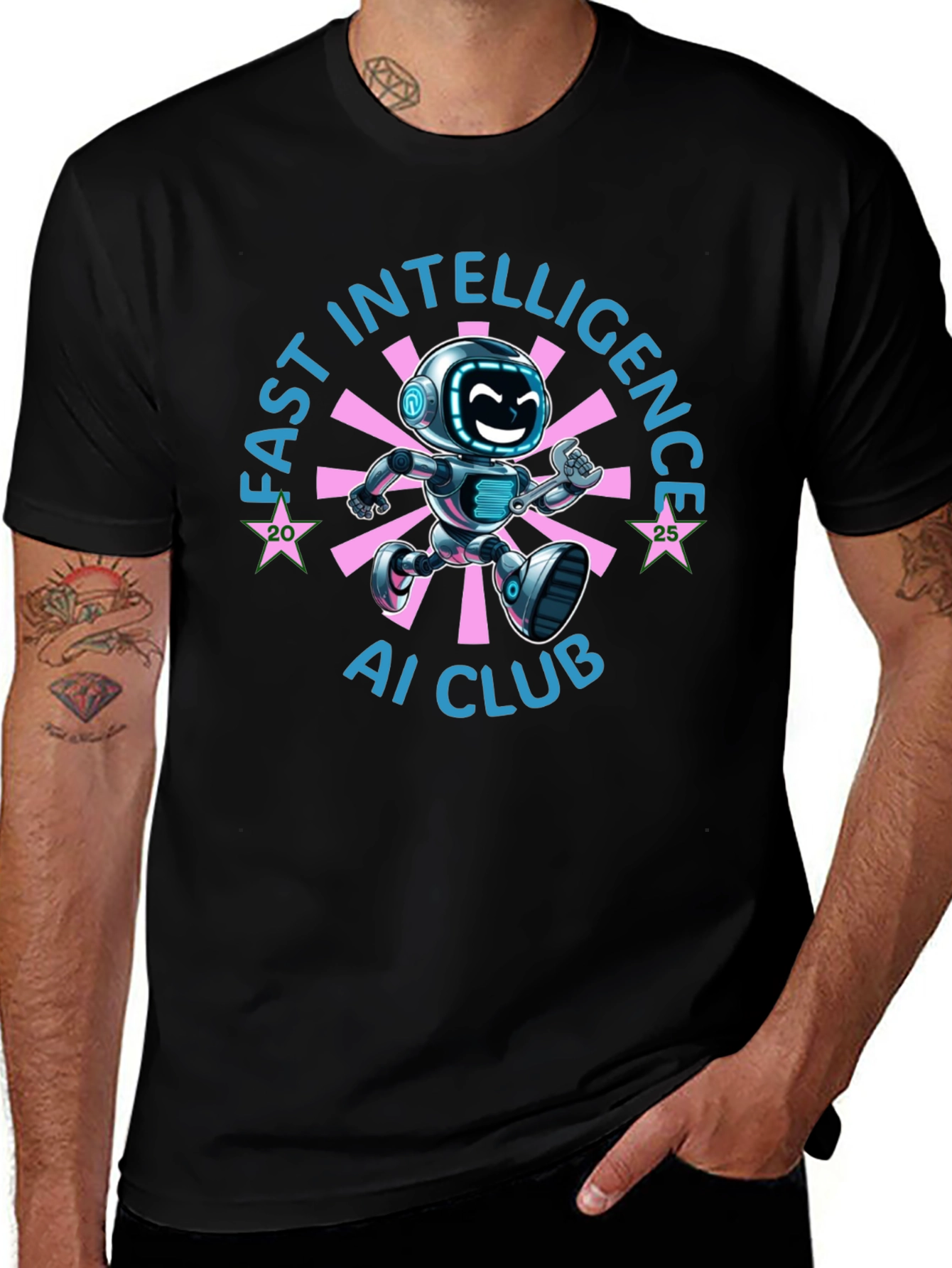 Fast Intelligence AI Club Robot Graphic T-Shirt