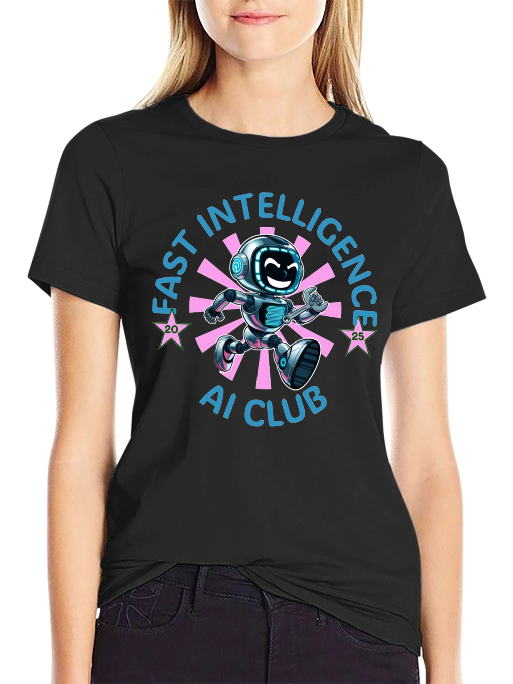 Fast Intelligence AI Club Robot Graphic T-Shirt
