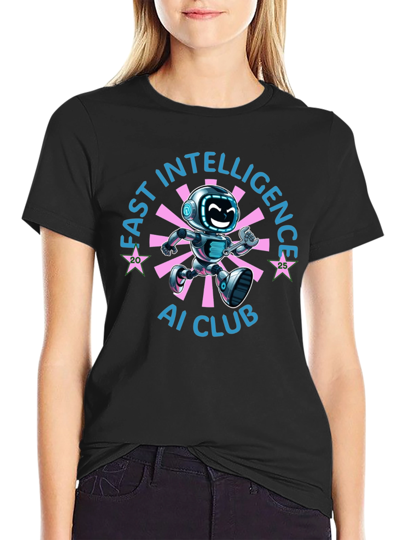 Fast Intelligence AI Club Robot Graphic T-Shirt