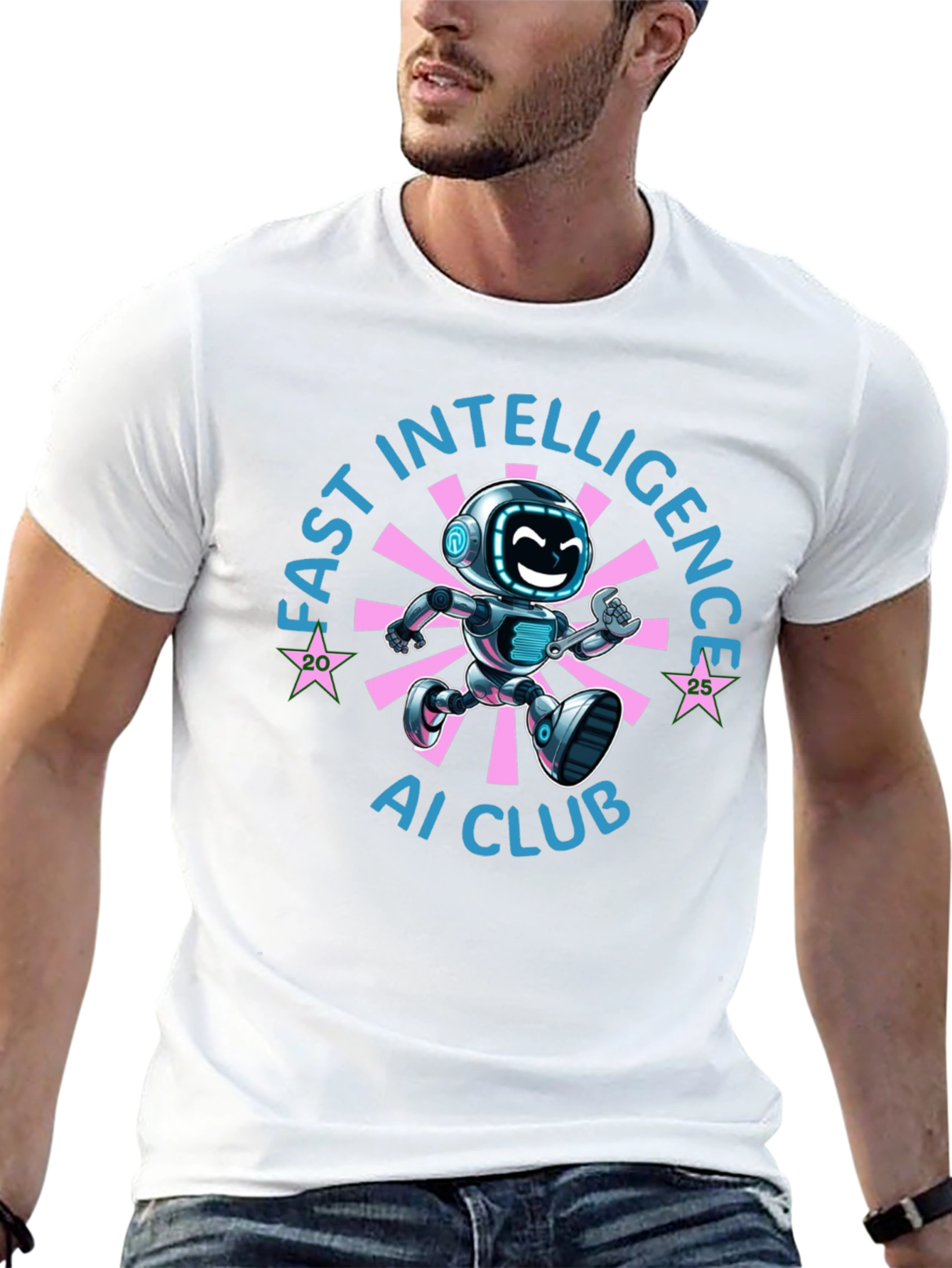 Fast Intelligence AI Club Robot Graphic T-Shirt