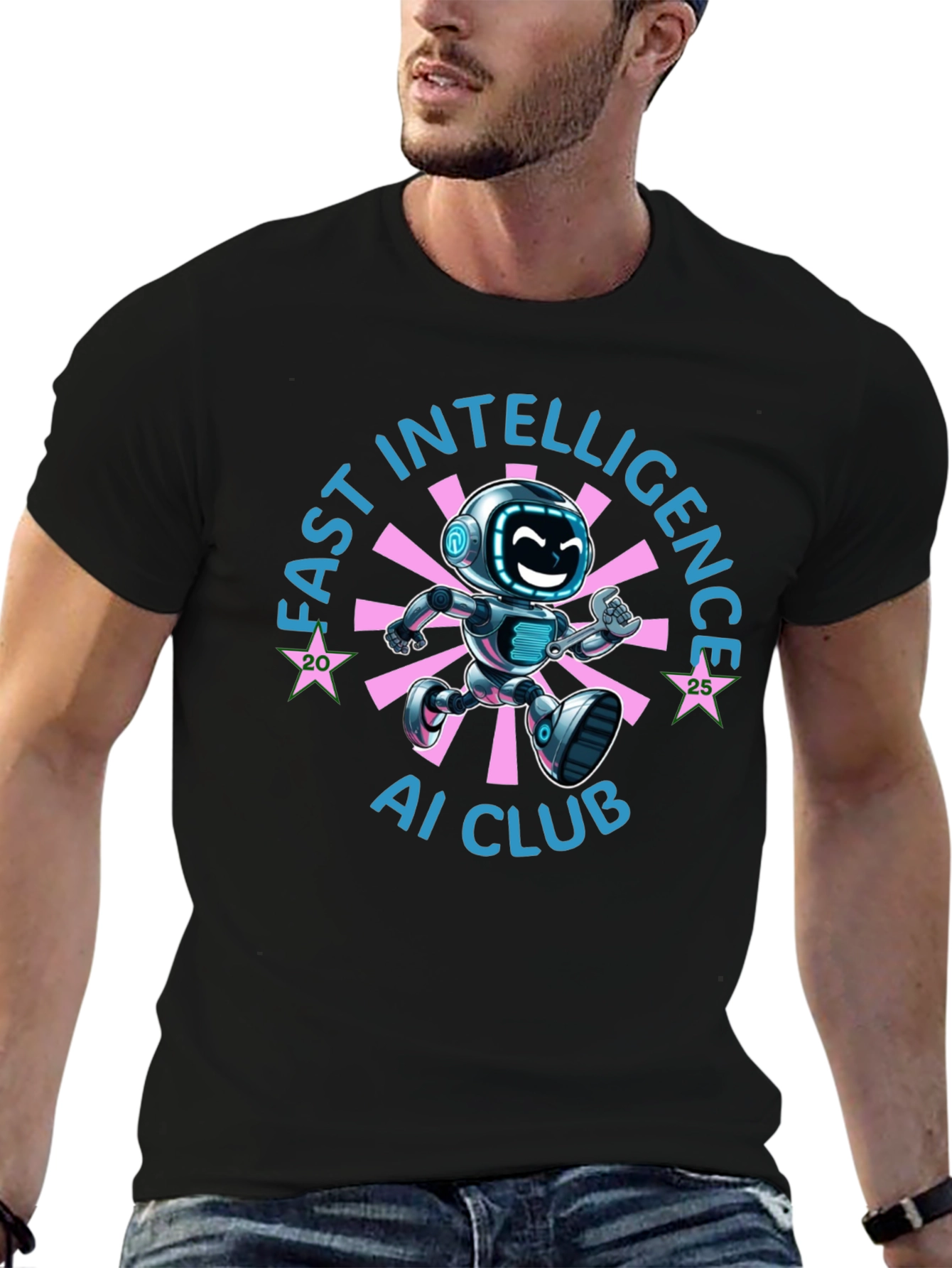 Fast Intelligence AI Club Robot Graphic T-Shirt