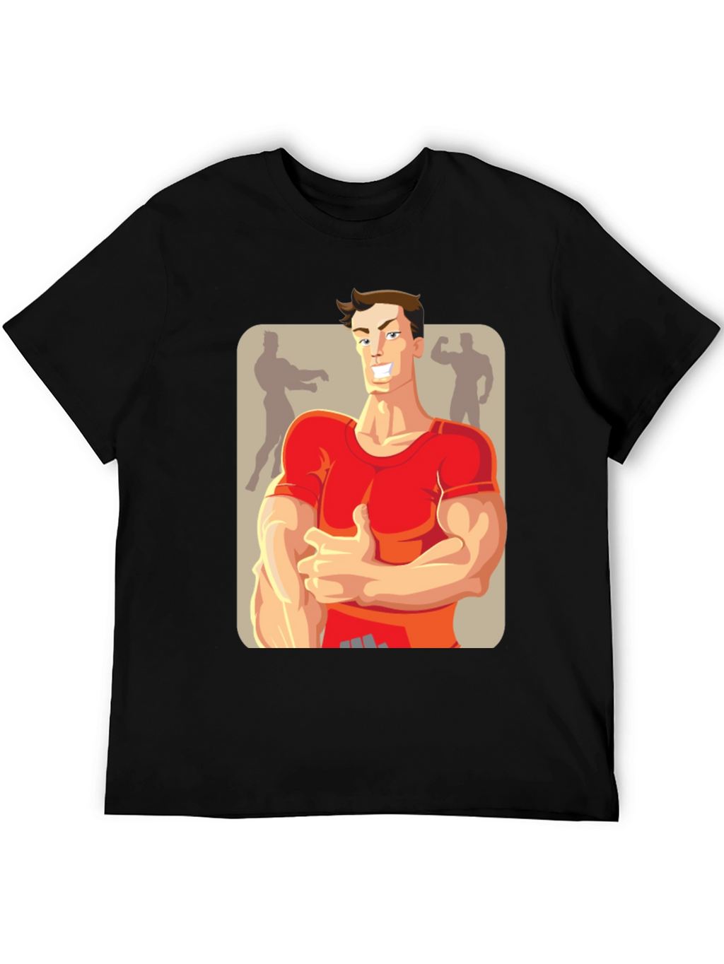 Bodybuilder Cartoon Graphic T-Shirt