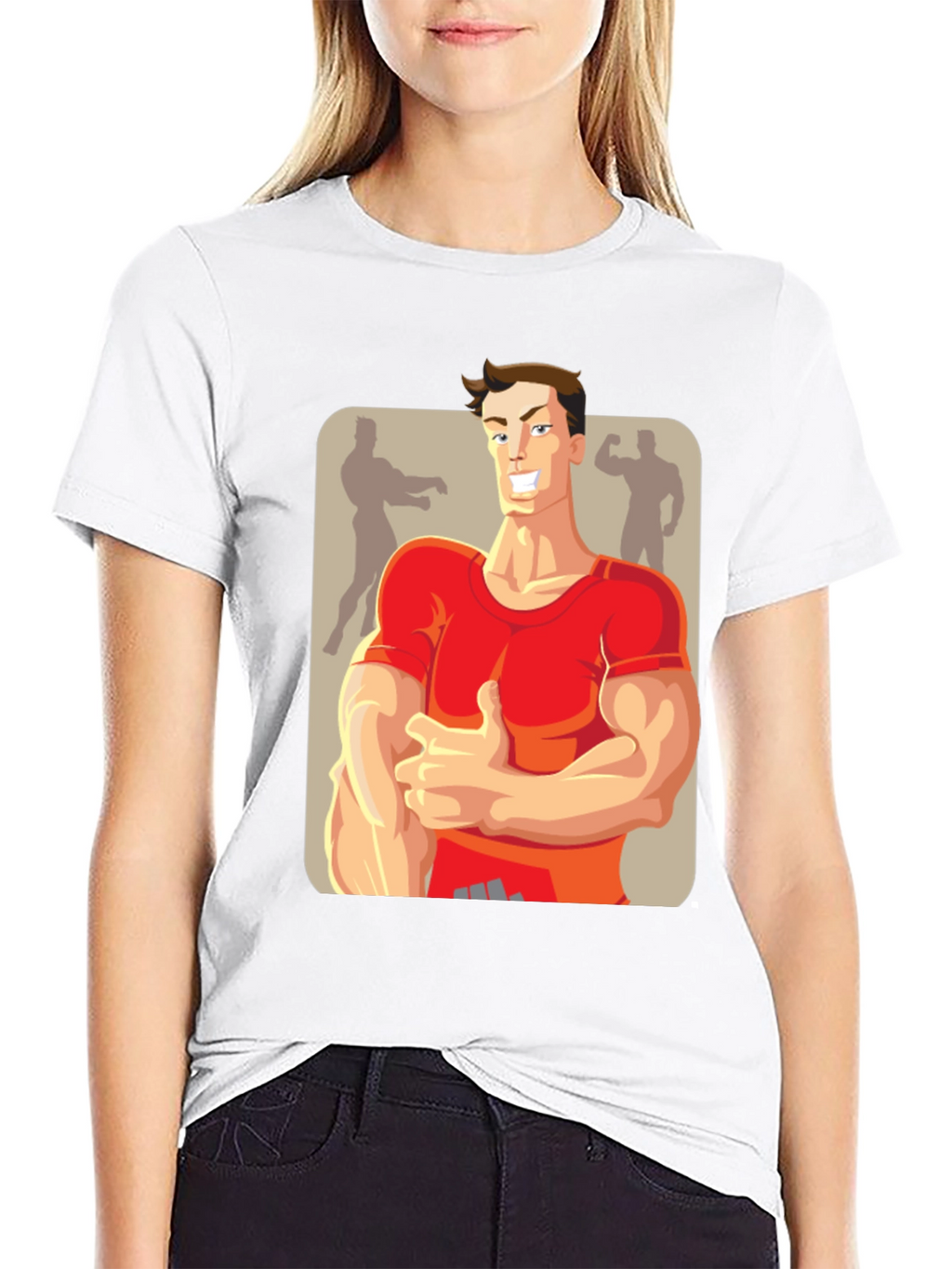 Bodybuilder Cartoon Graphic T-Shirt