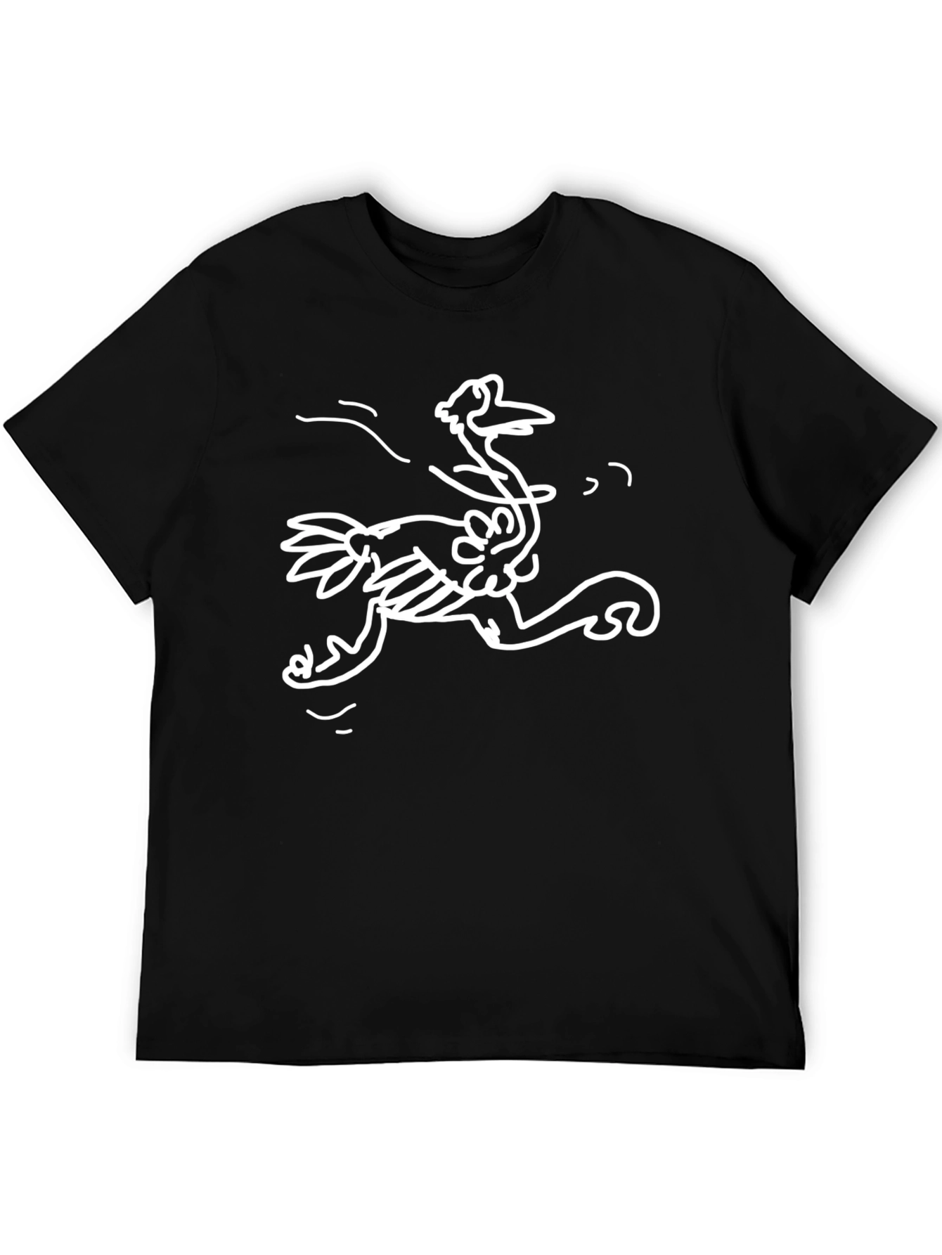 Whimsical Ostrich Graphic Tee - Black Cotton T-Shirt