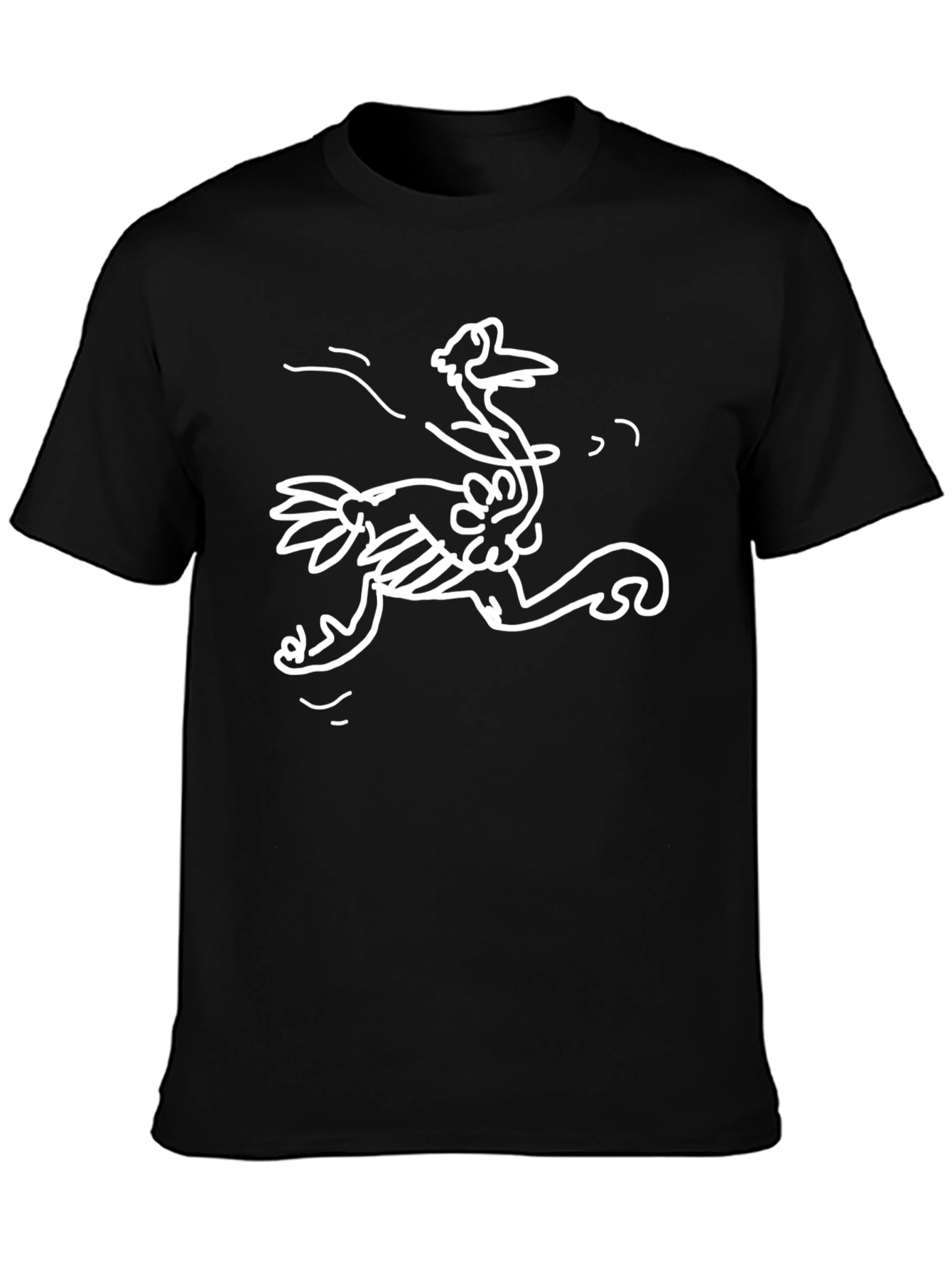 Whimsical Ostrich Graphic Tee - Black Cotton T-Shirt