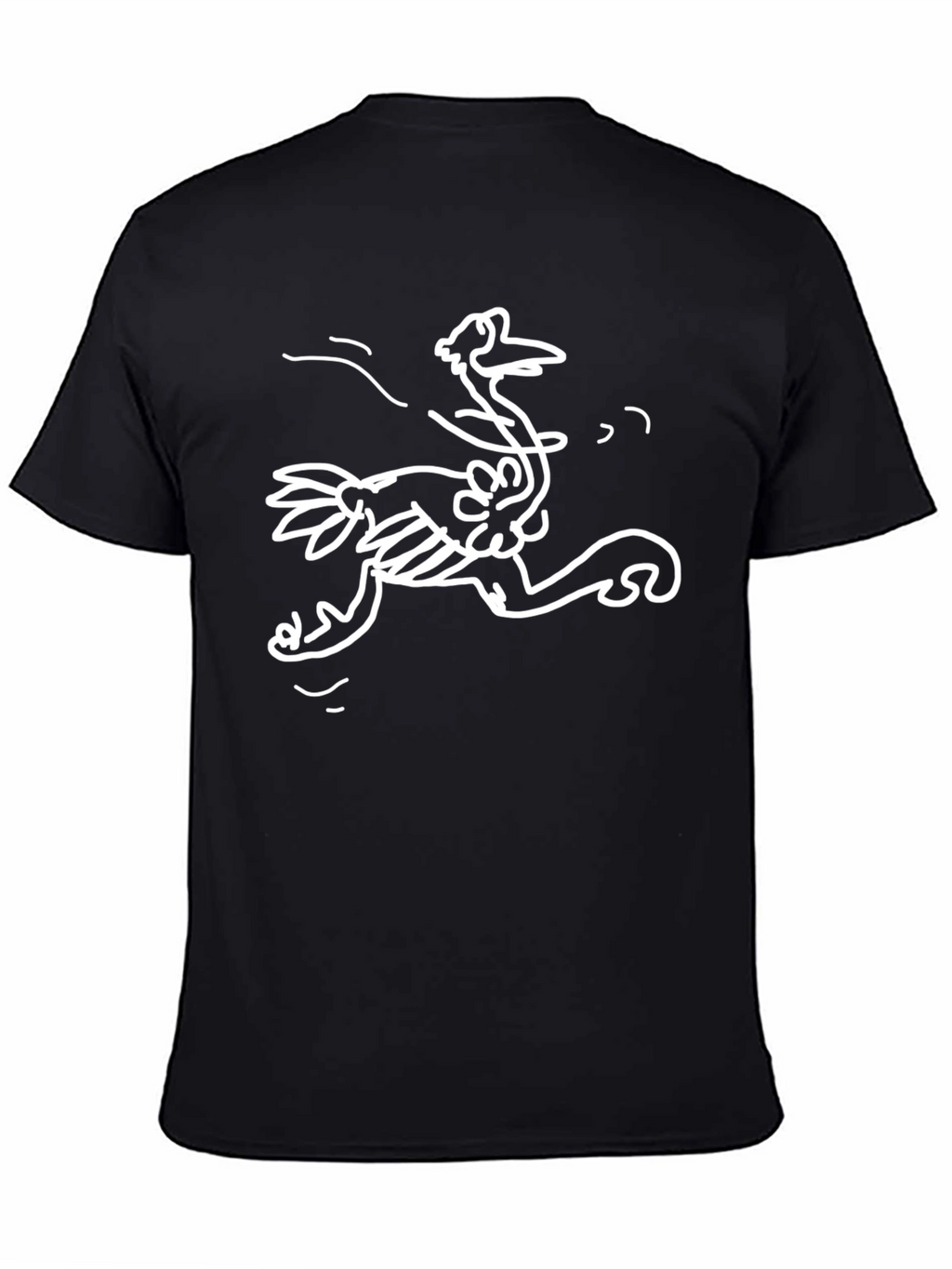 Whimsical Ostrich Graphic Tee - Black Cotton T-Shirt