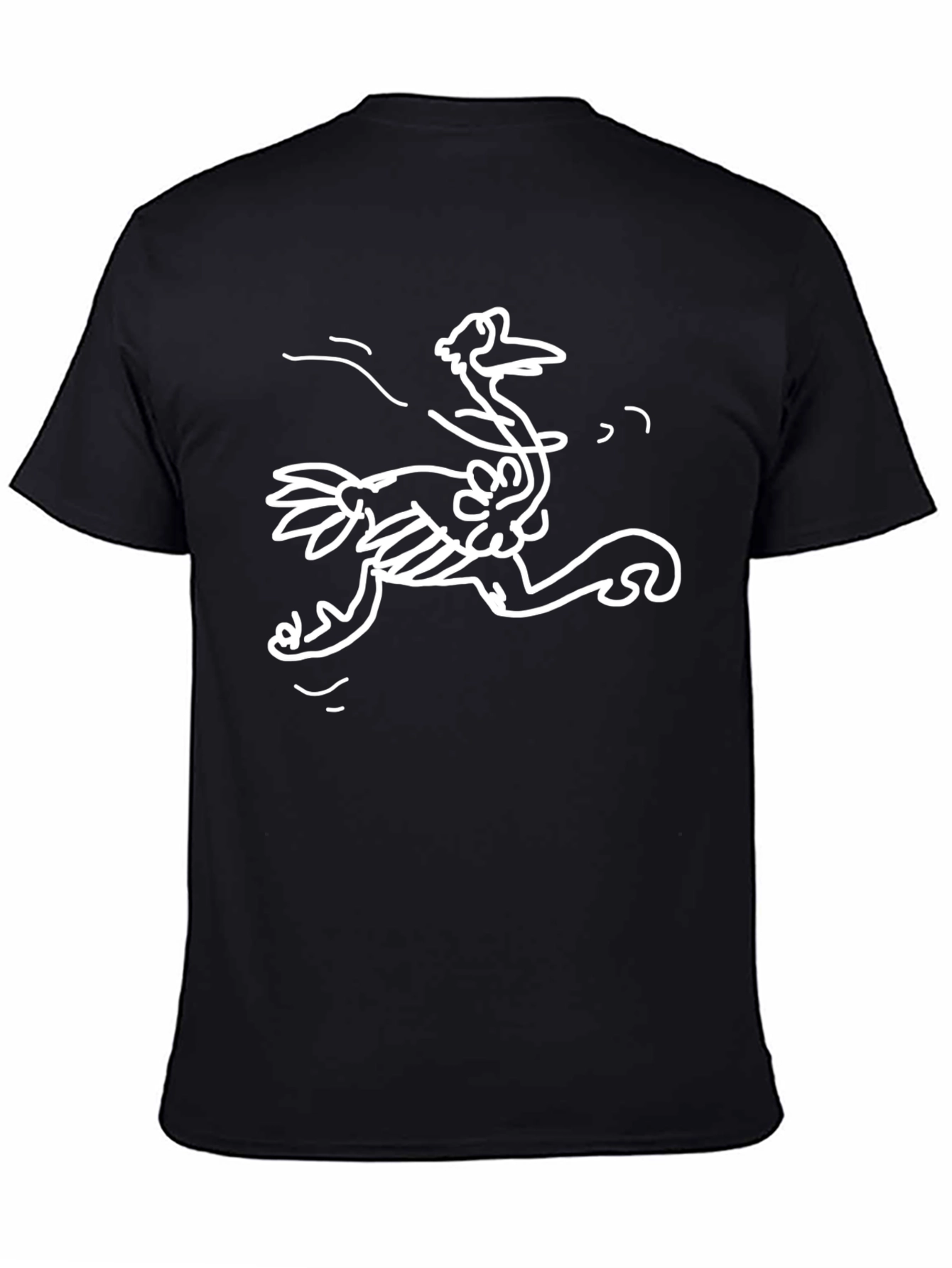 Whimsical Ostrich Graphic Tee - Black Cotton T-Shirt