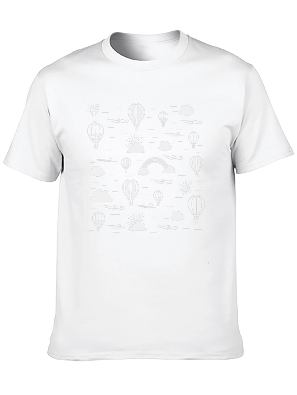 Black T-Shirt with White Hot Air Balloon Graphic Print