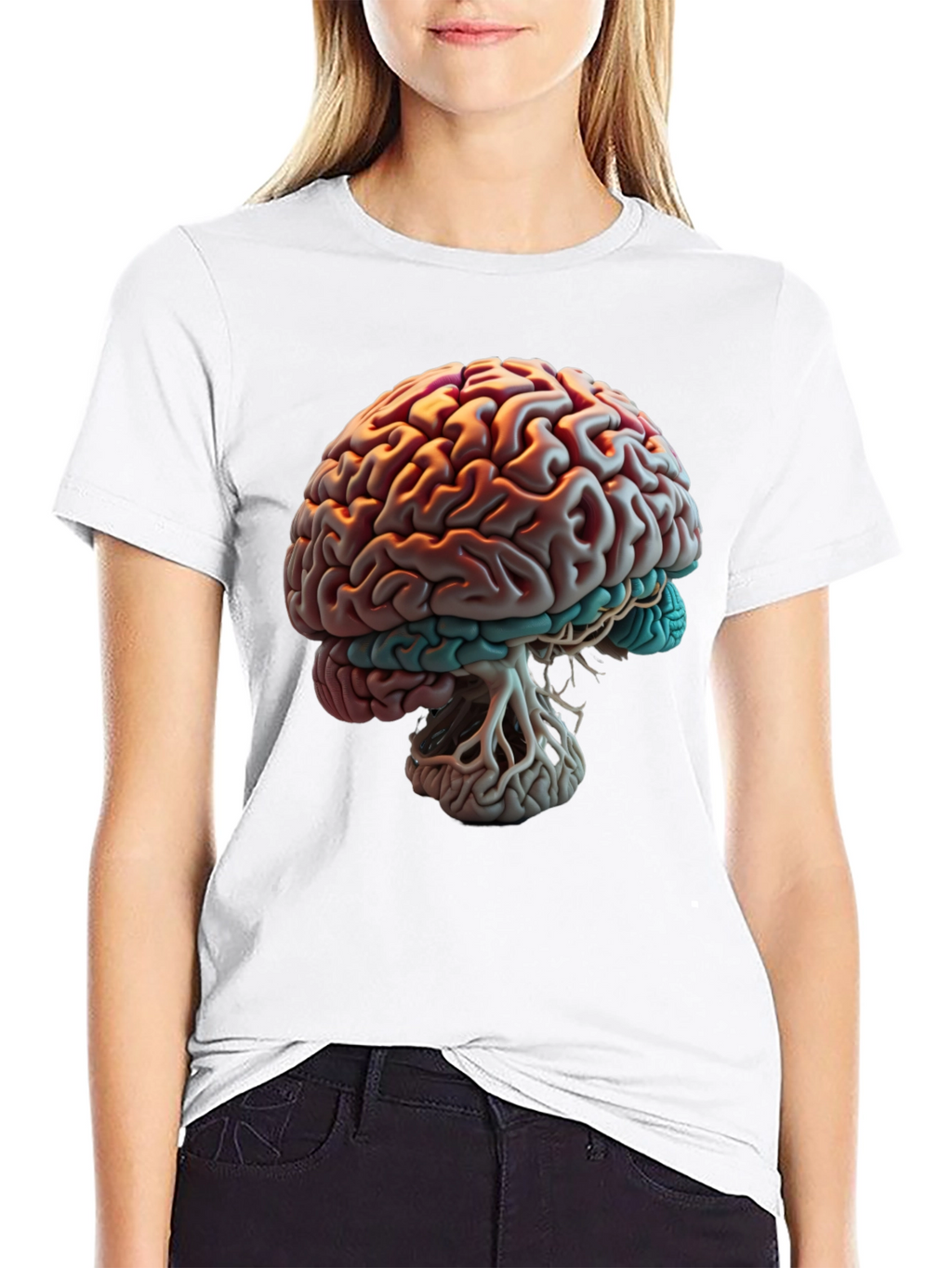 Brain Graphic Print T-Shirt - Black