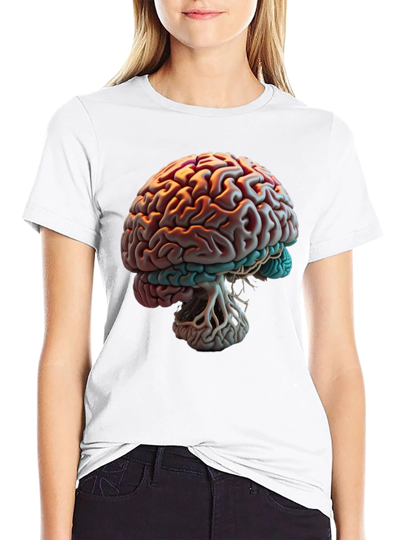 Brain Graphic Print T-Shirt - Black
