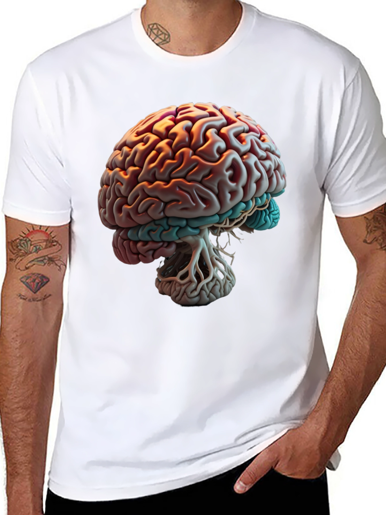Brain Graphic Print T-Shirt - Black