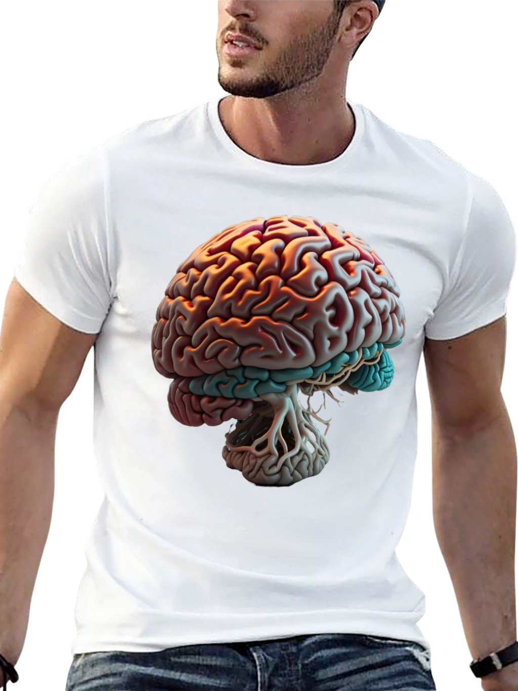 Brain Graphic Print T-Shirt - Black