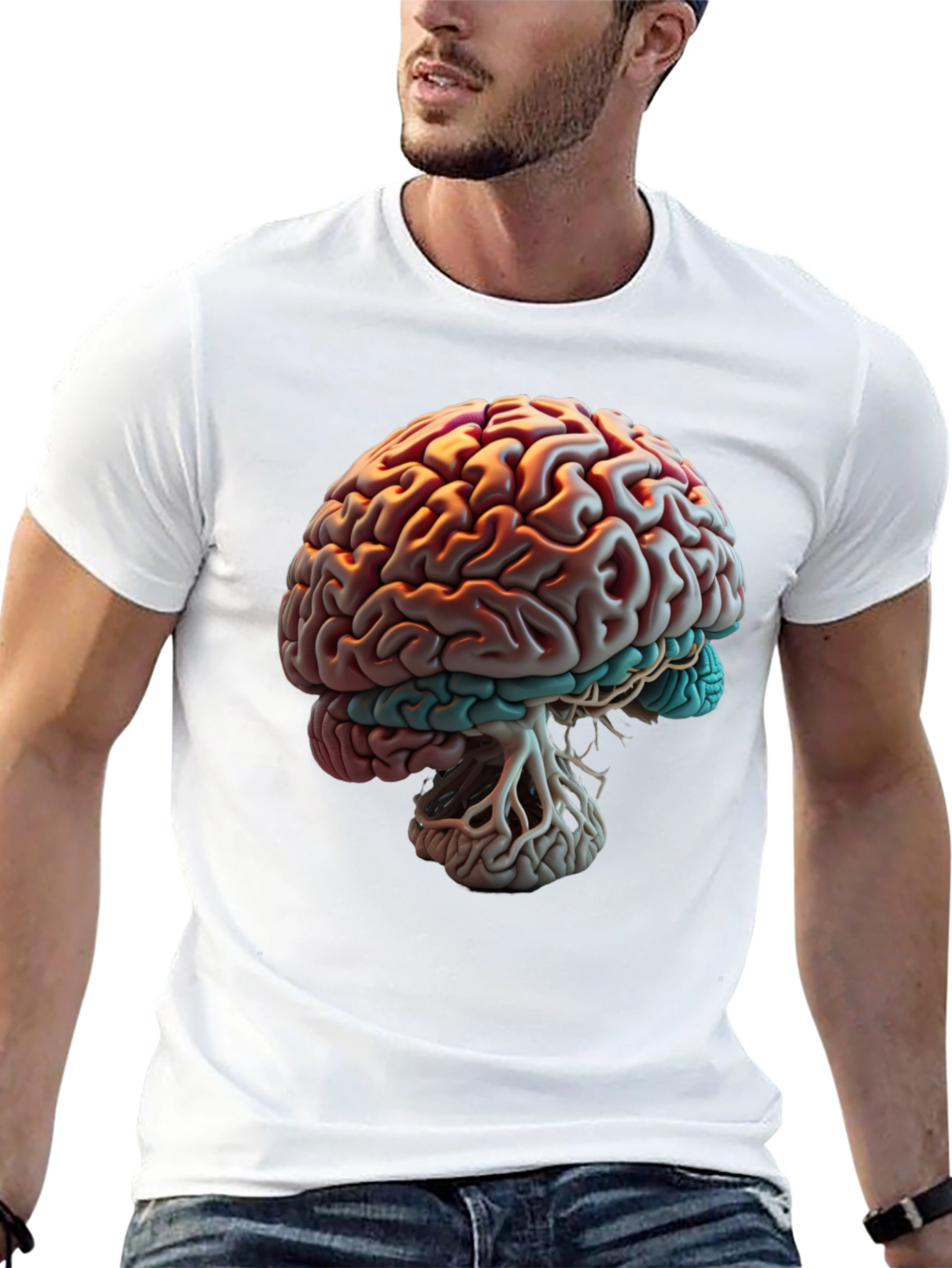 Brain Graphic Print T-Shirt - Black