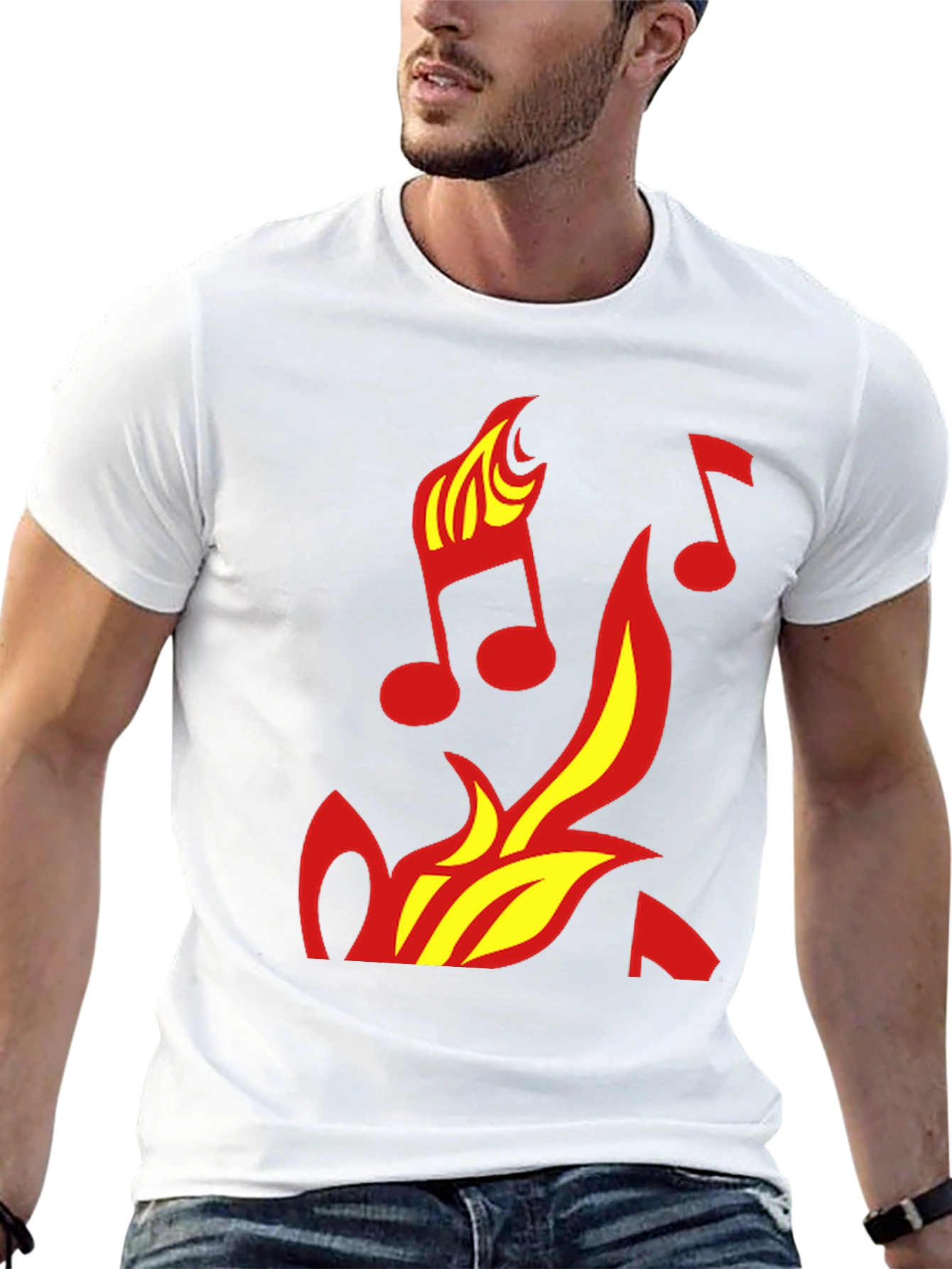 Fiery Music Notes Graphic Tee