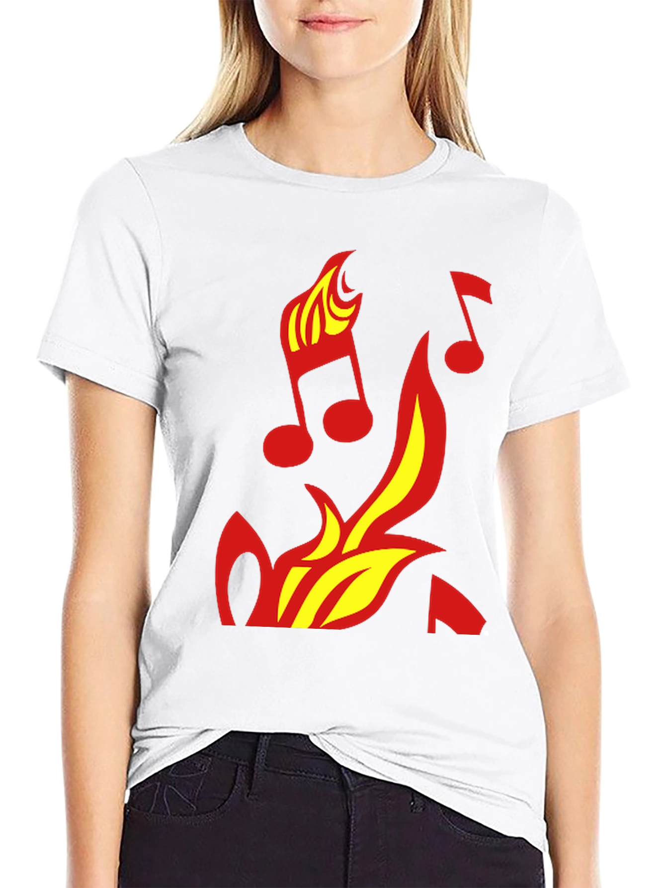 Fiery Music Notes Graphic Tee