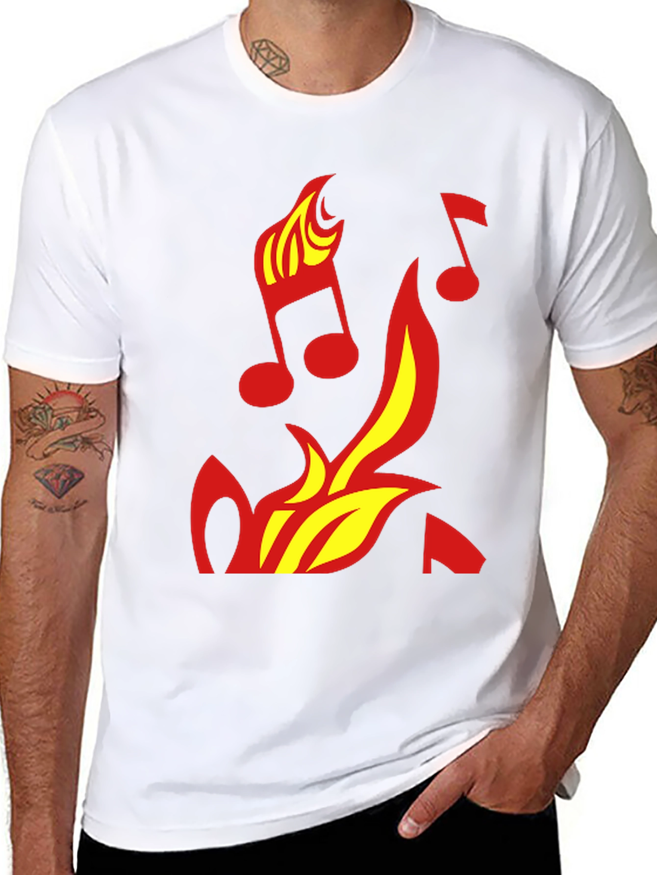 Fiery Music Notes Graphic Tee