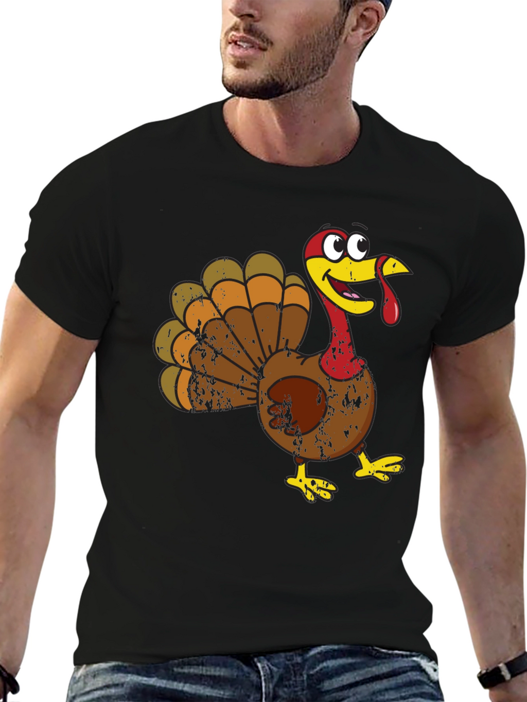Cartoon Turkey Graphic Tee - Thanksgiving Fun!