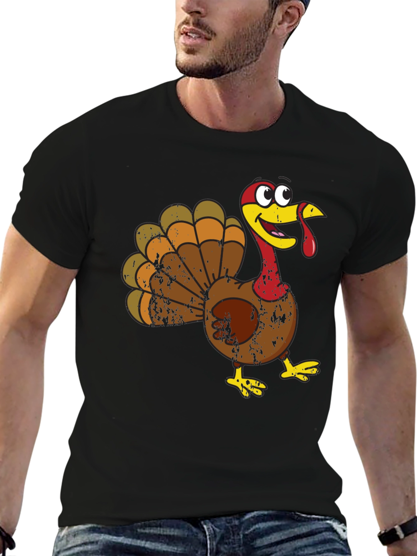 Cartoon Turkey Graphic Tee - Thanksgiving Fun!