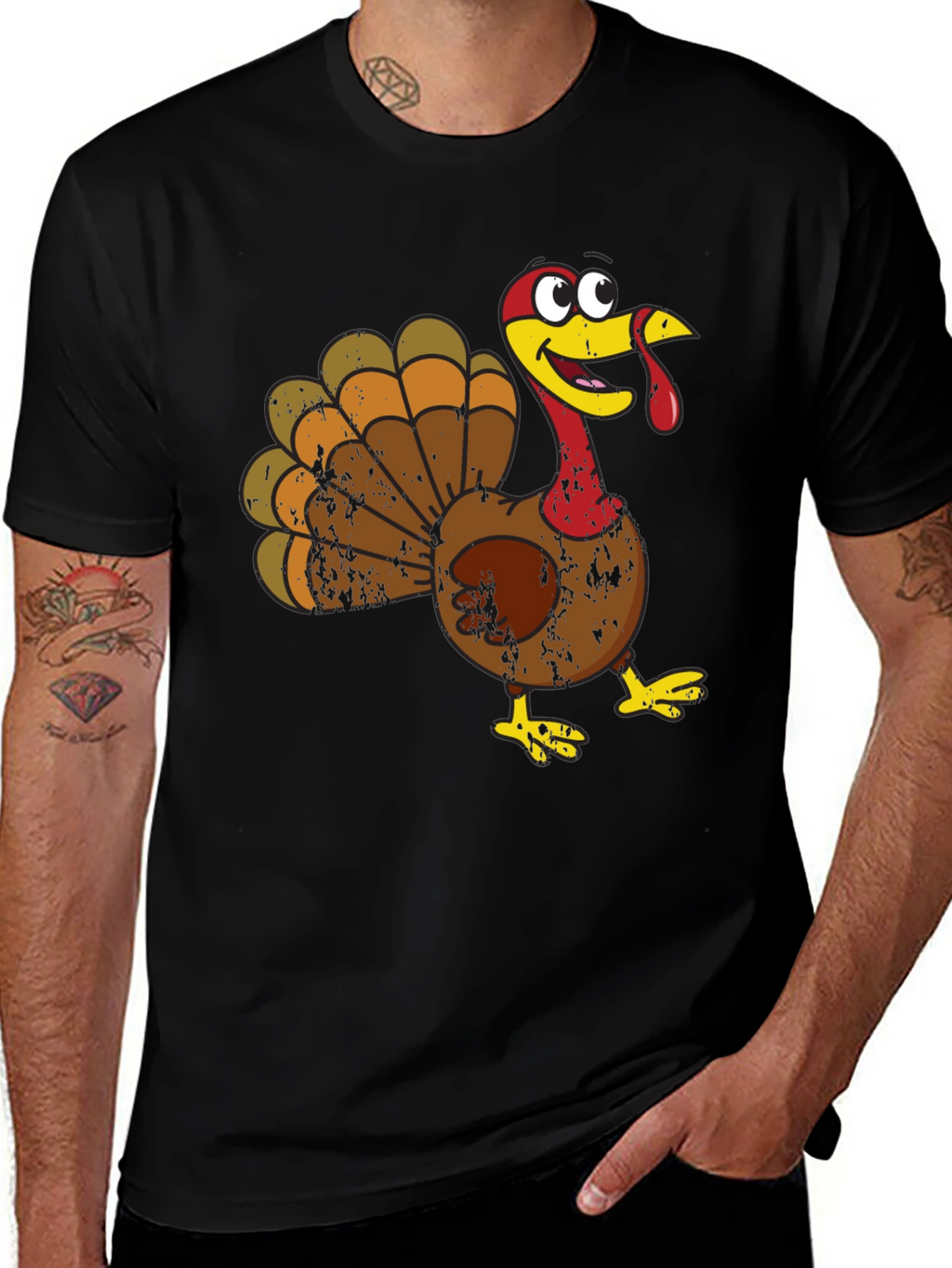 Cartoon Turkey Graphic Tee - Thanksgiving Fun!