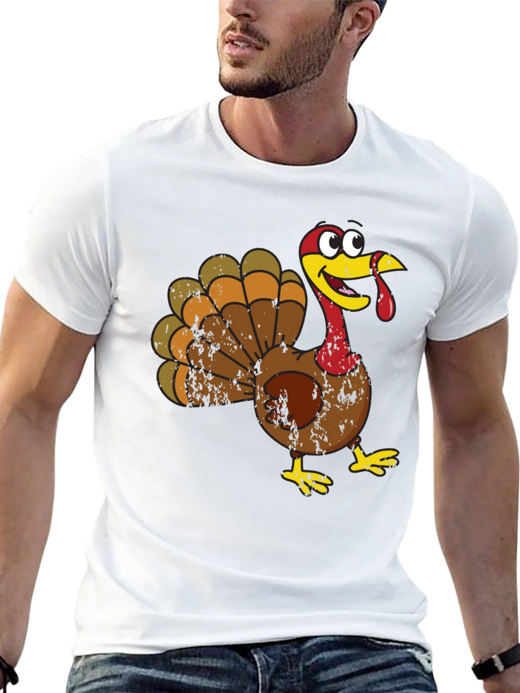 Cartoon Turkey Graphic Tee - Thanksgiving Fun!