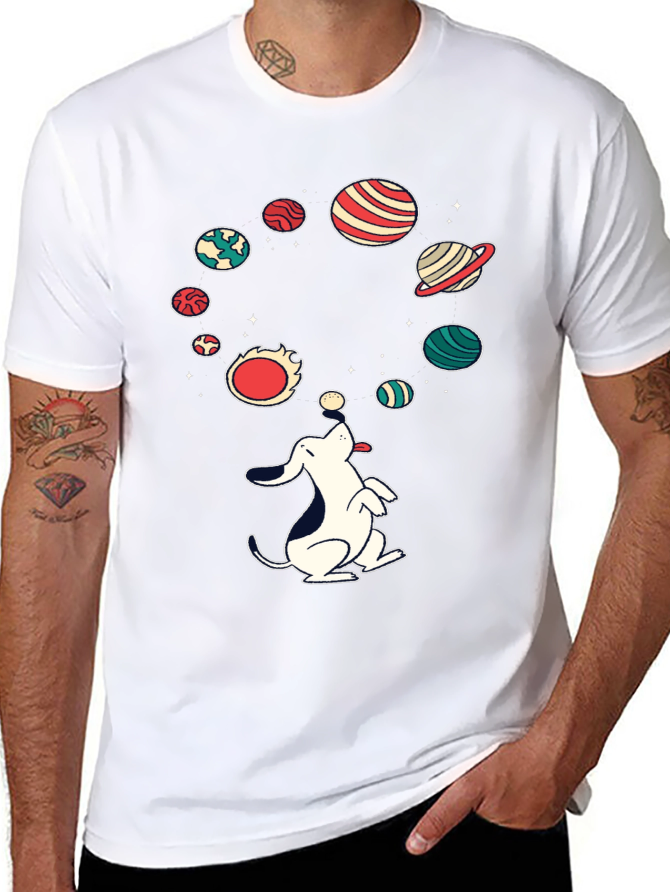 Dog Orbit T-Shirt - Planet Pup Design