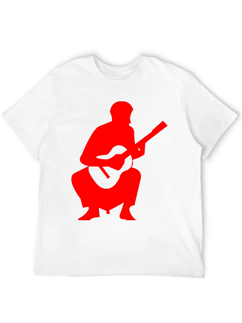 Red Guitar Player Graphic Black T-Shirt