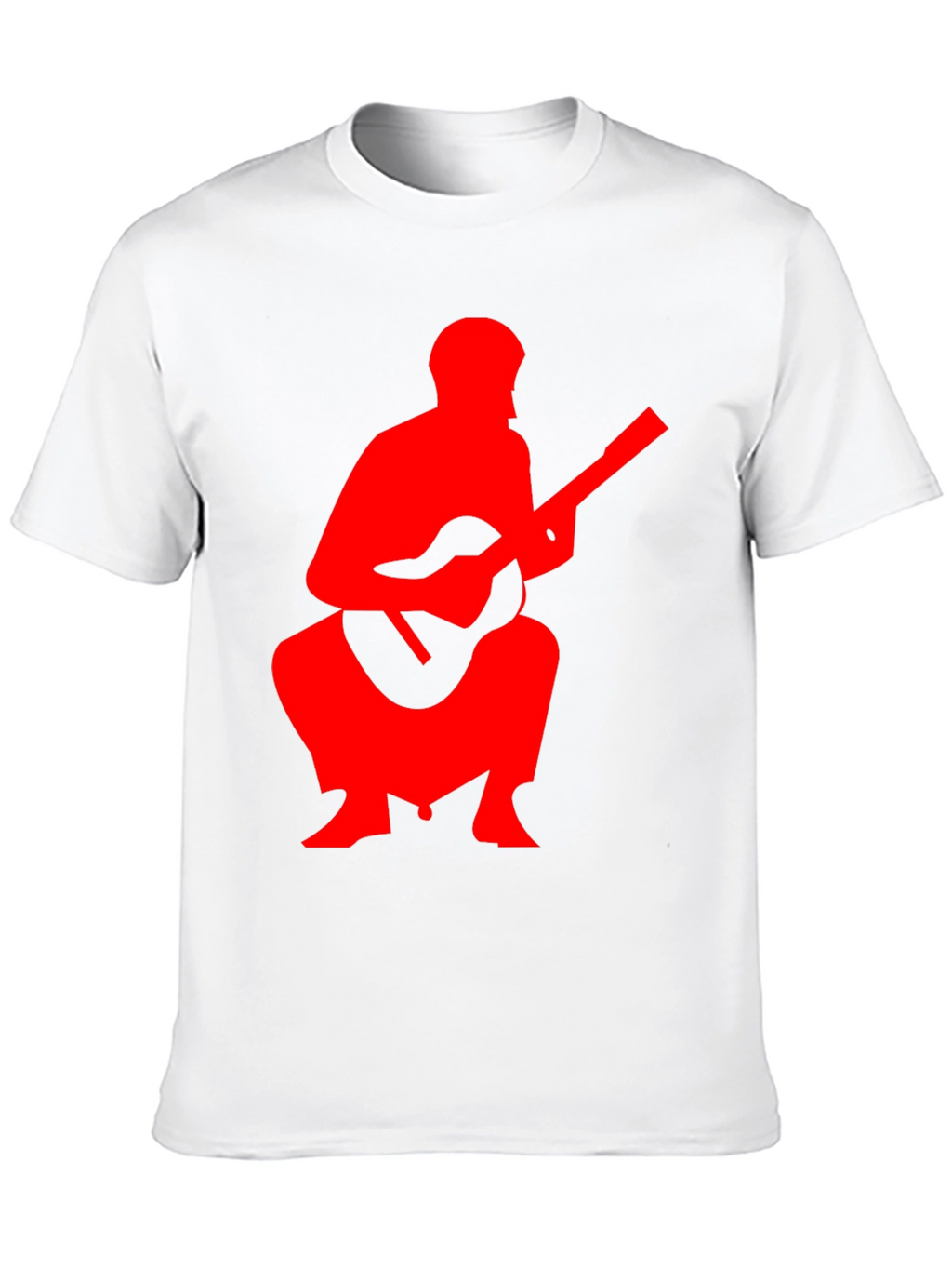 Red Guitar Player Graphic Black T-Shirt
