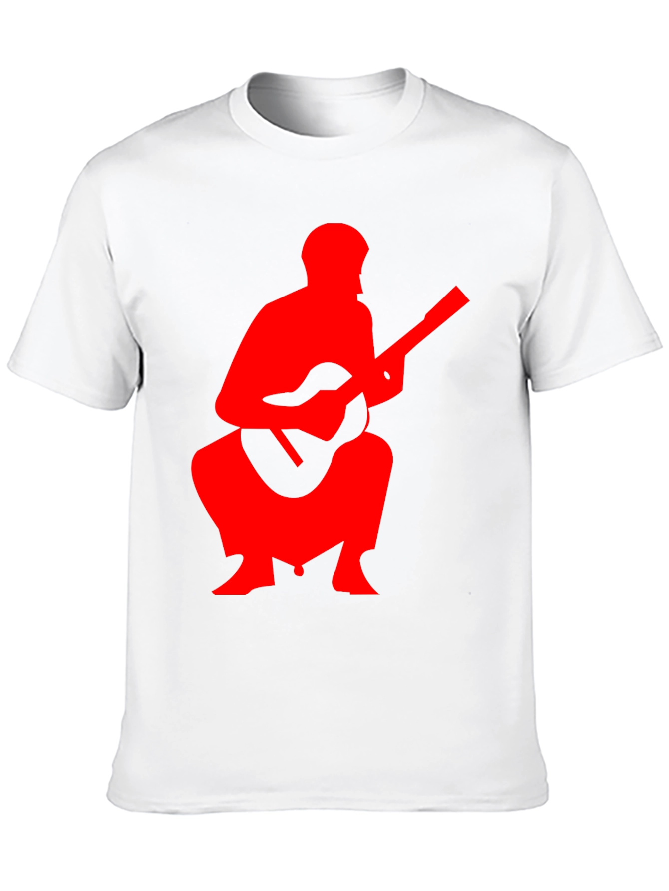 Red Guitar Player Graphic Black T-Shirt