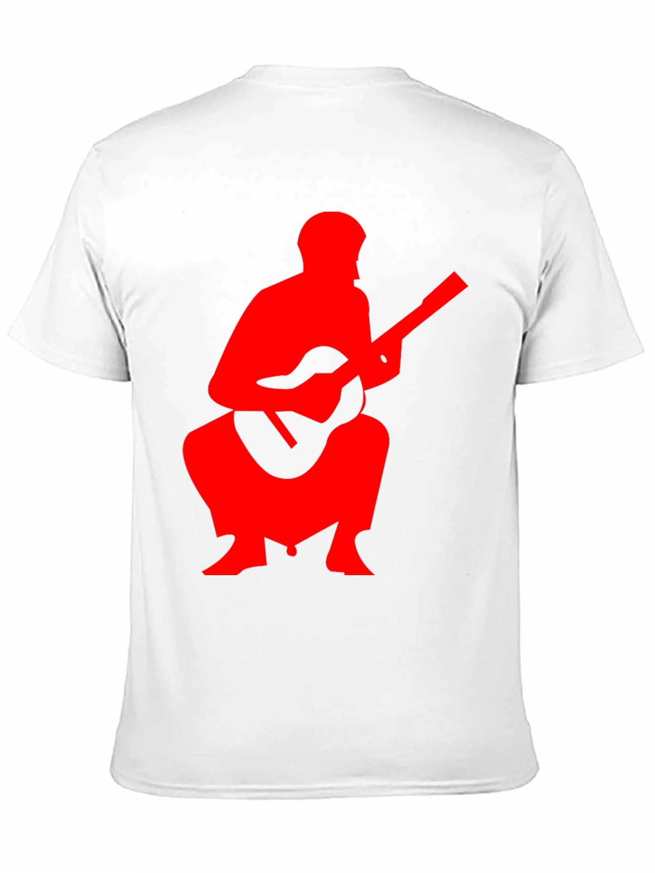 Red Guitar Player Graphic Black T-Shirt