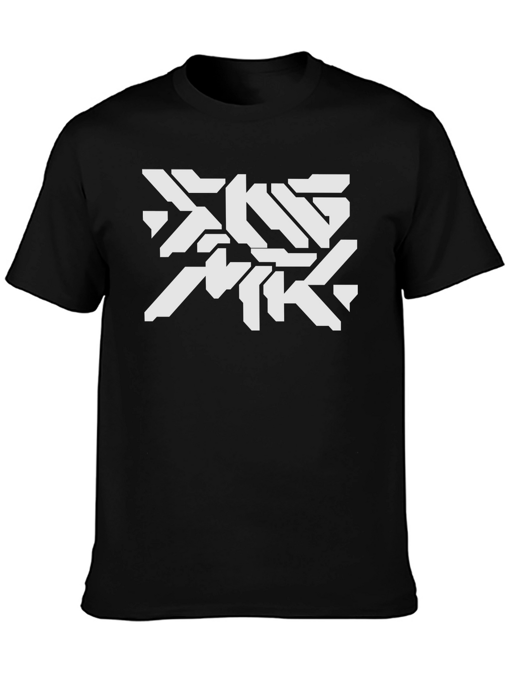 Futuristic Graphic Print Black T-Shirt