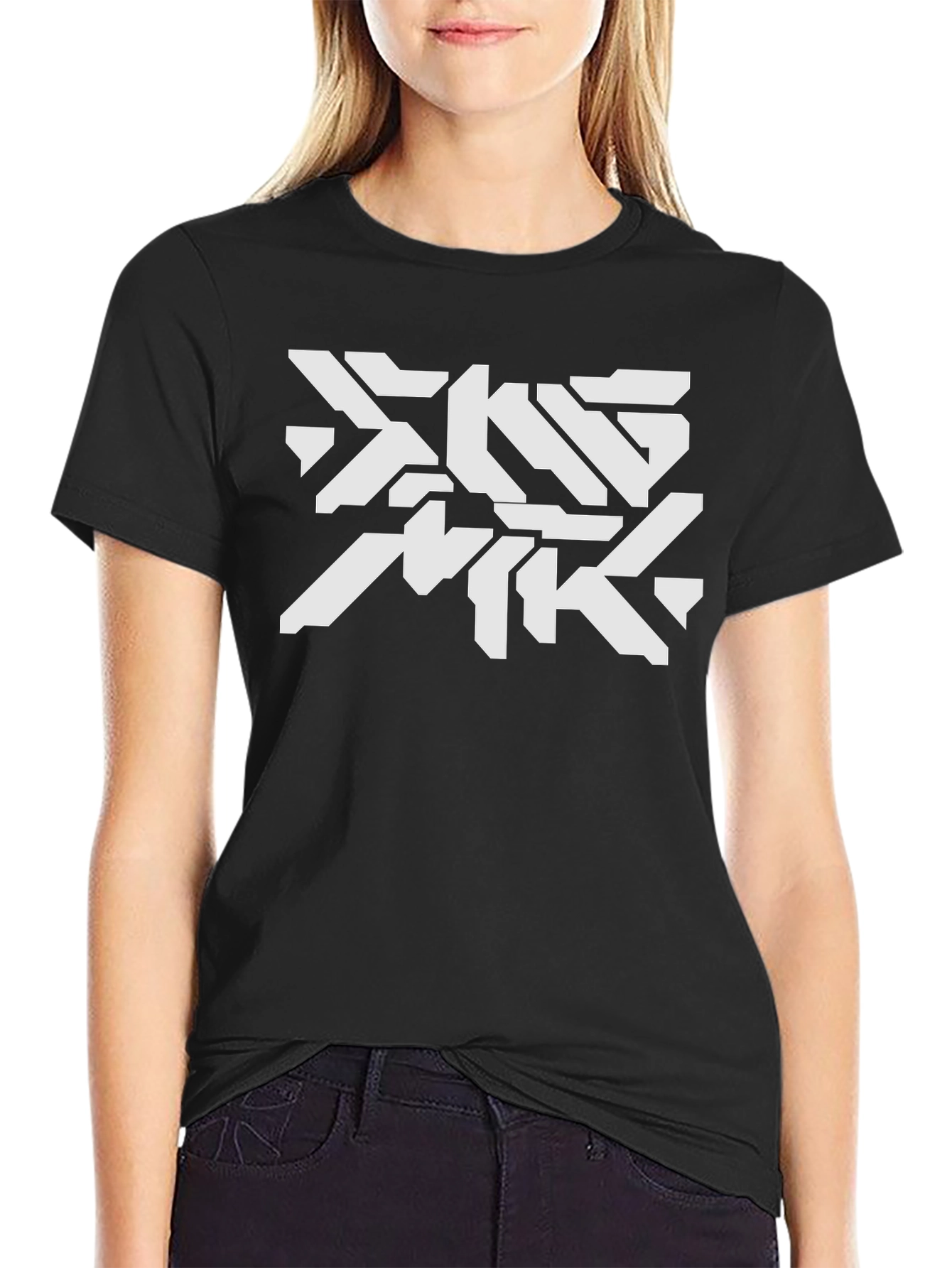 Futuristic Graphic Print Black T-Shirt