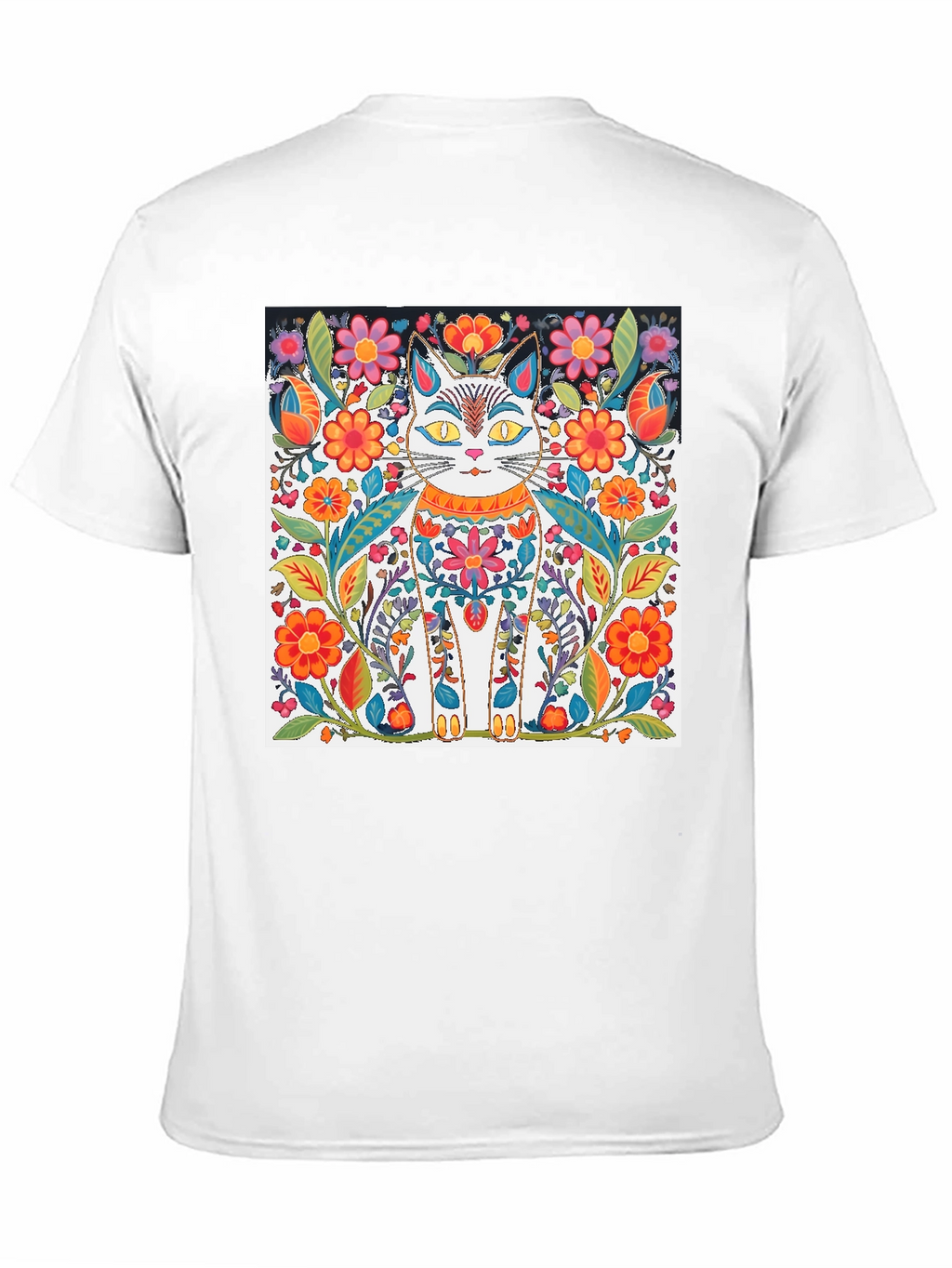 Floral Cat T-Shirt - Unique Graphic Tee