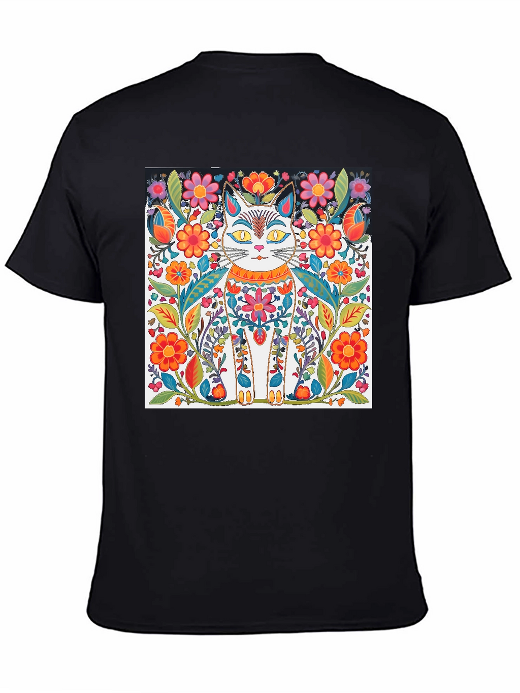 Floral Cat T-Shirt - Unique Graphic Tee
