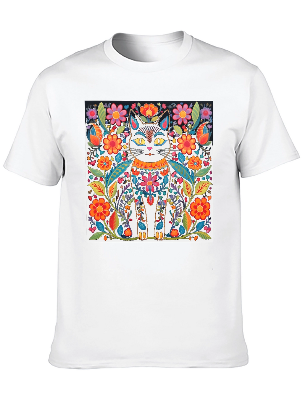 Floral Cat T-Shirt - Unique Graphic Tee
