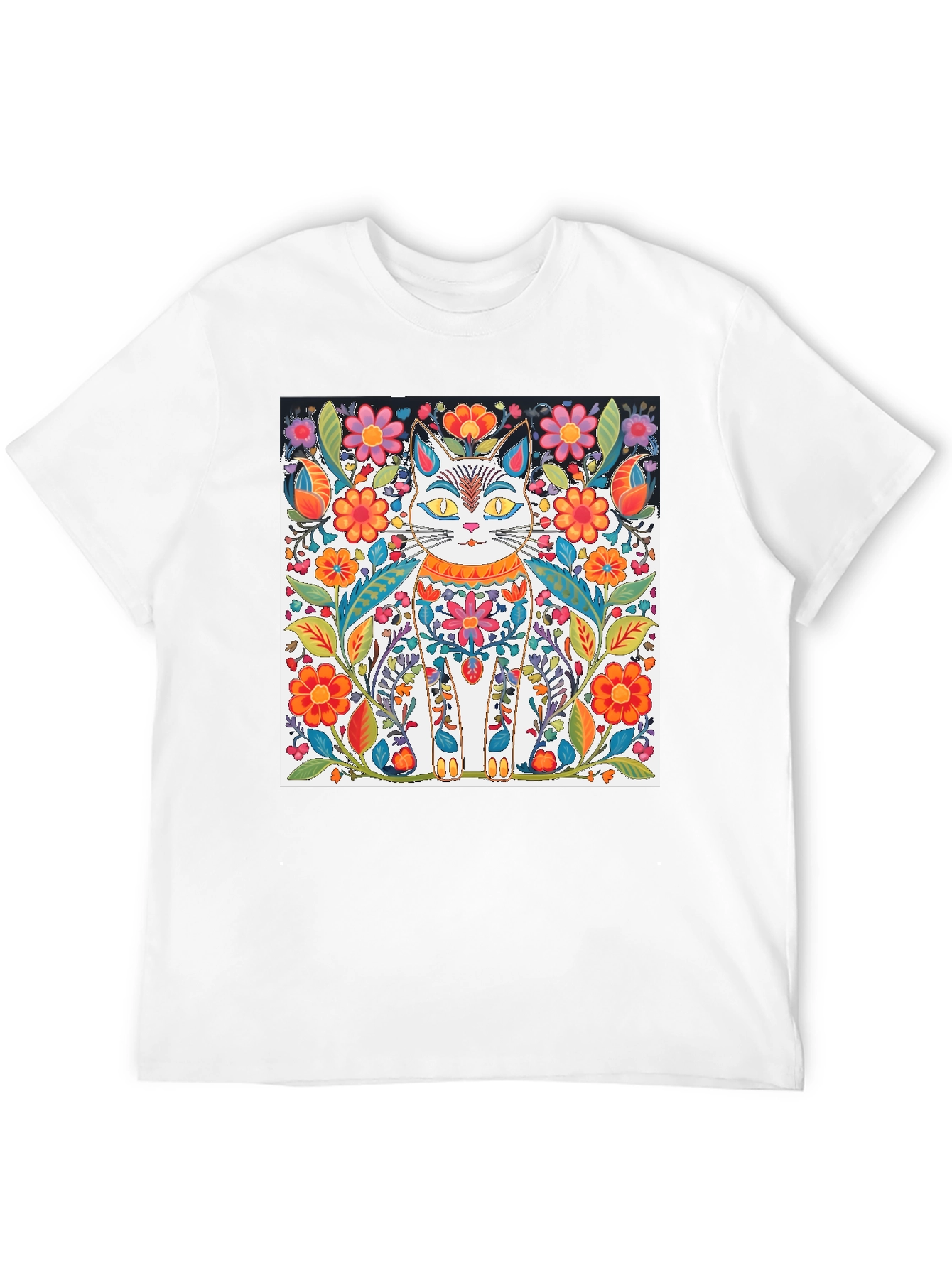 Floral Cat T-Shirt - Unique Graphic Tee