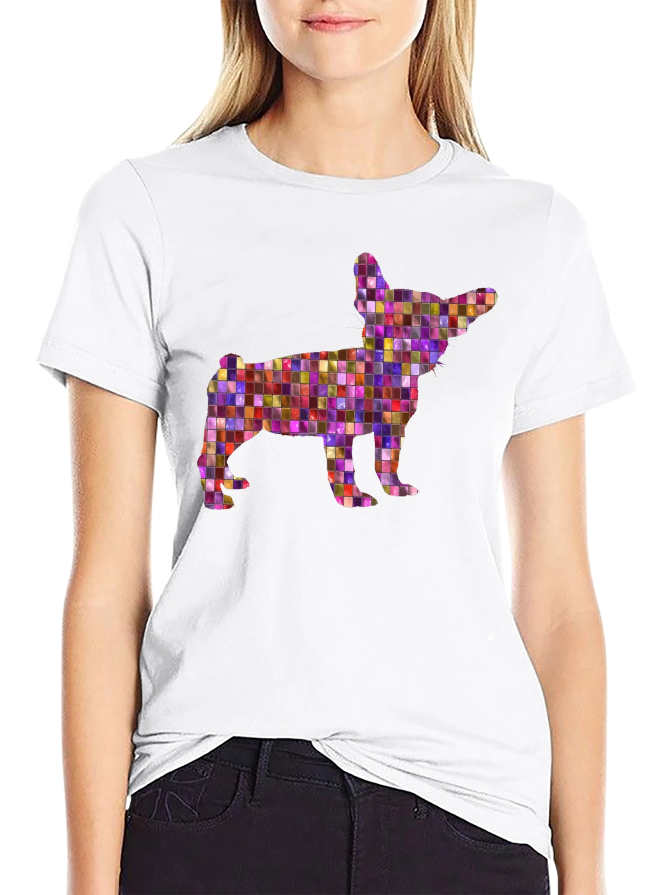 Mosaic Chihuahua Graphic Tee - Black Unisex T-Shirt