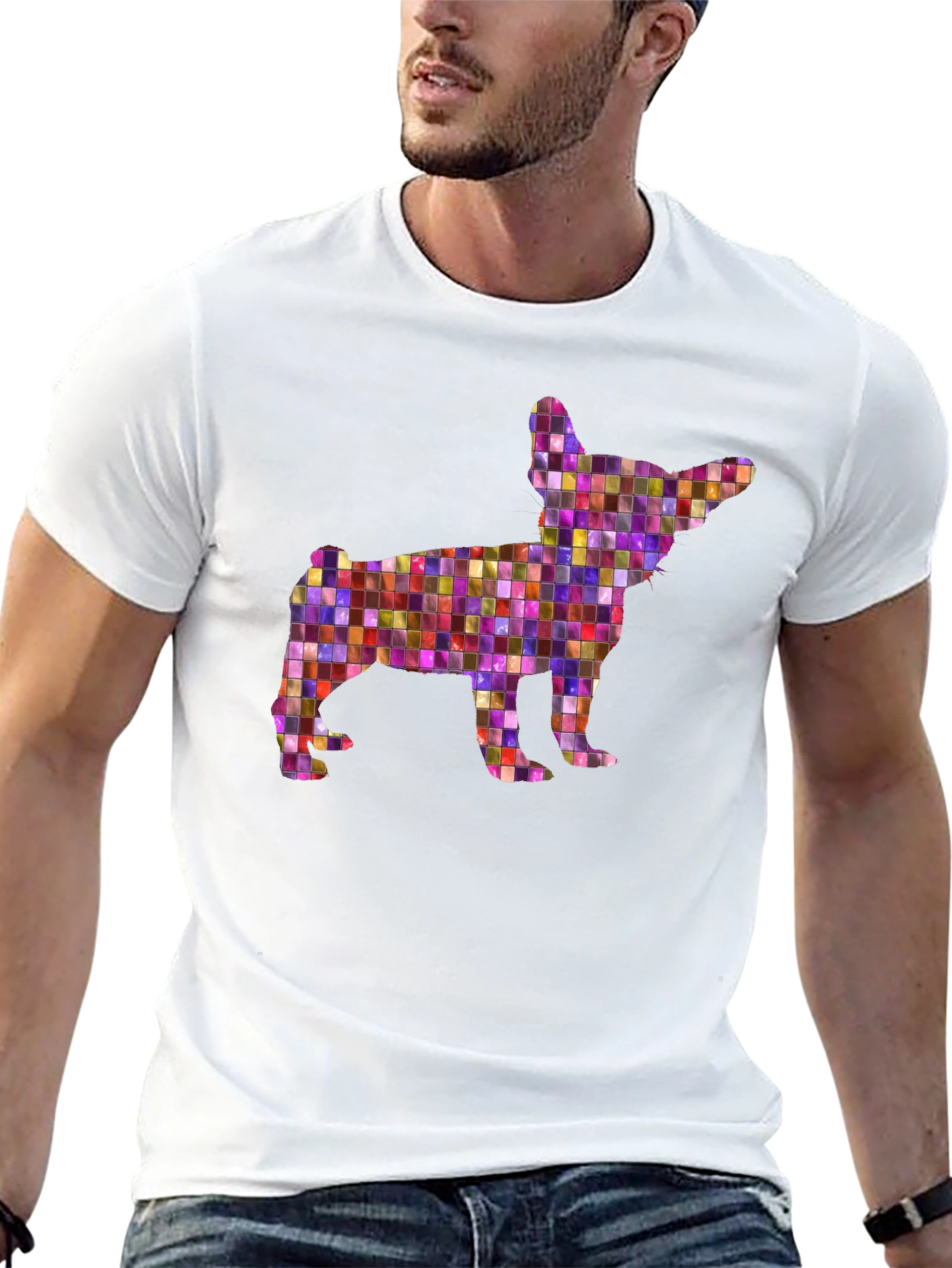 Mosaic Chihuahua Graphic Tee - Black Unisex T-Shirt