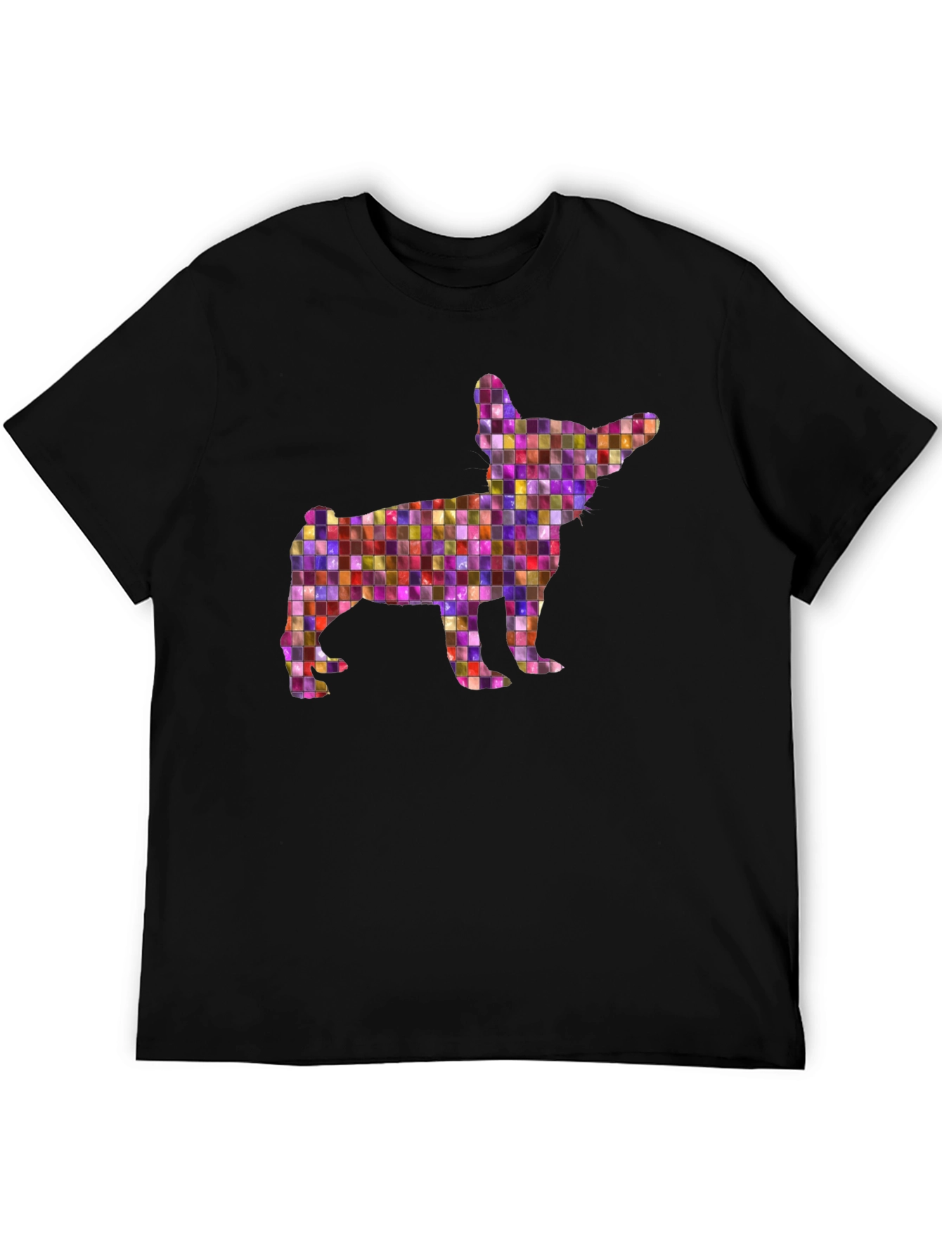 Mosaic Chihuahua Graphic Tee - Black Unisex T-Shirt