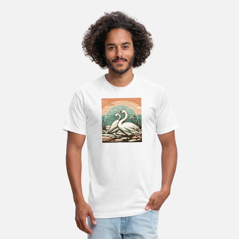 Serene Swan Duo Sunset Scene