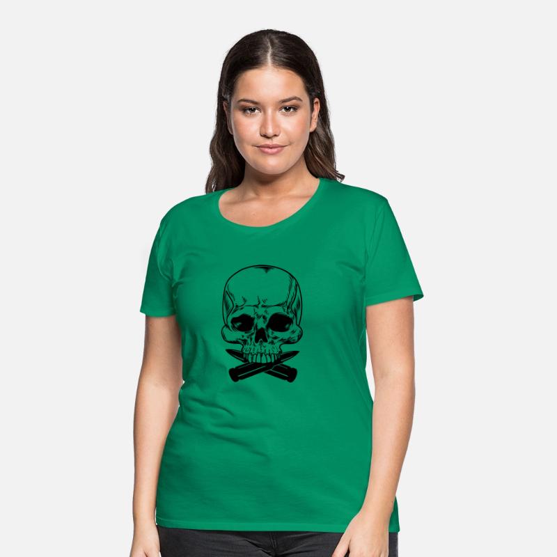 Skull with two bullets crossed under the teeth