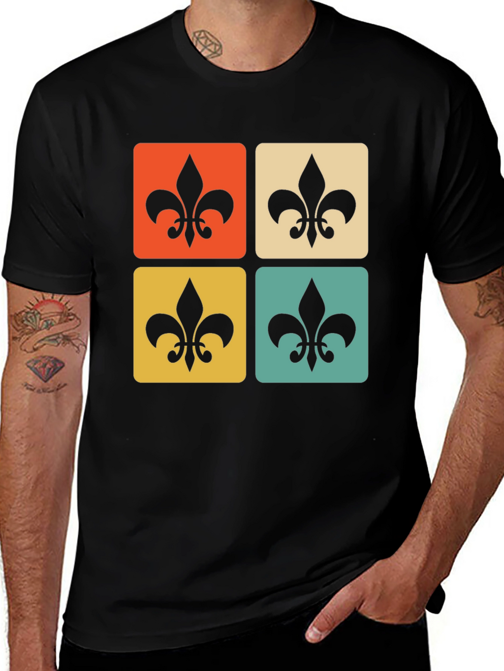 Retro Fleur-de-Lis Graphic Tee - Classic Style