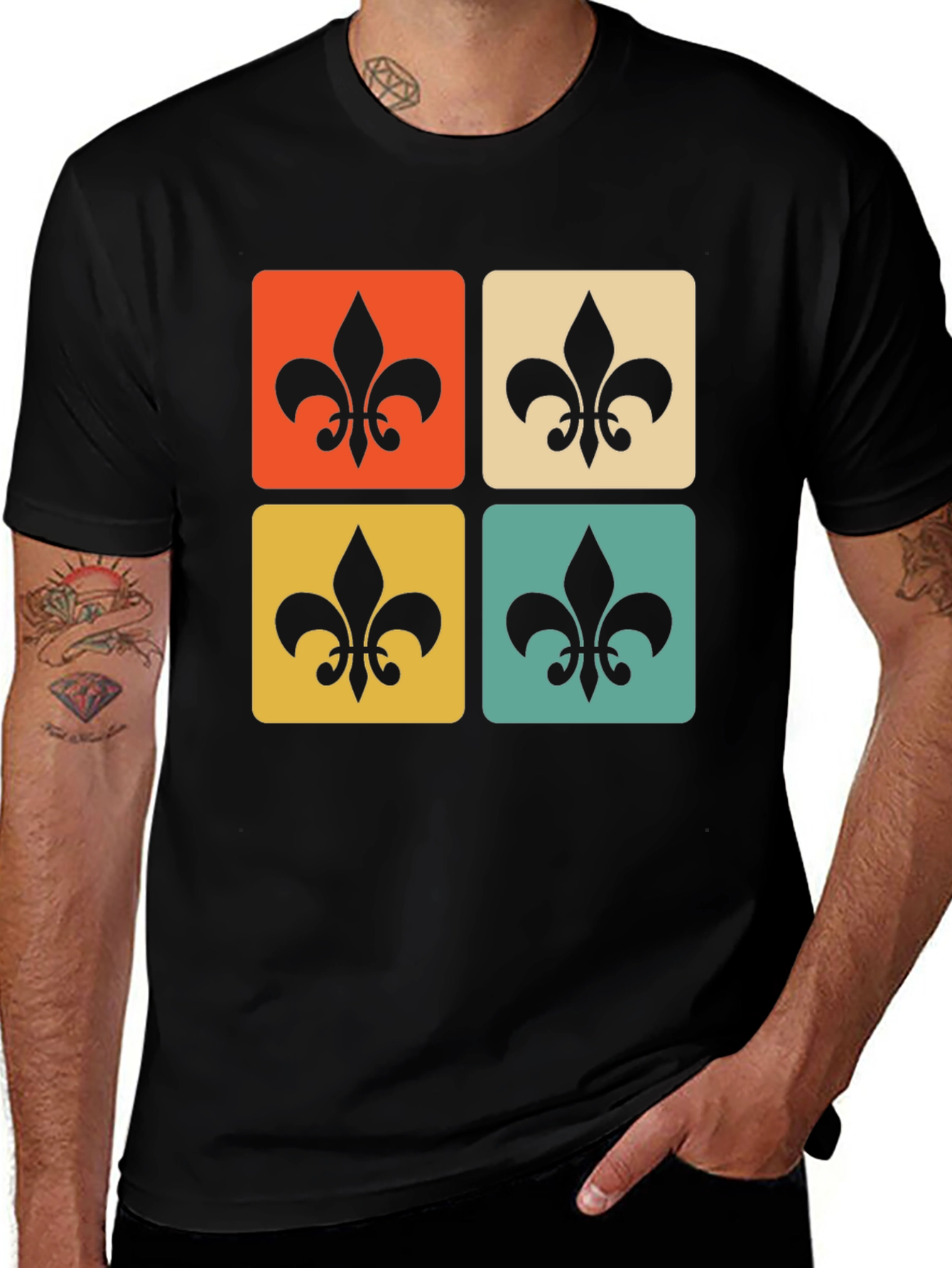 Retro Fleur-de-Lis Graphic Tee - Classic Style