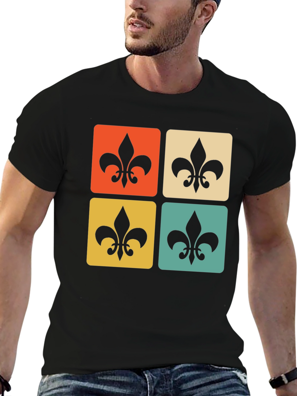 Retro Fleur-de-Lis Graphic Tee - Classic Style